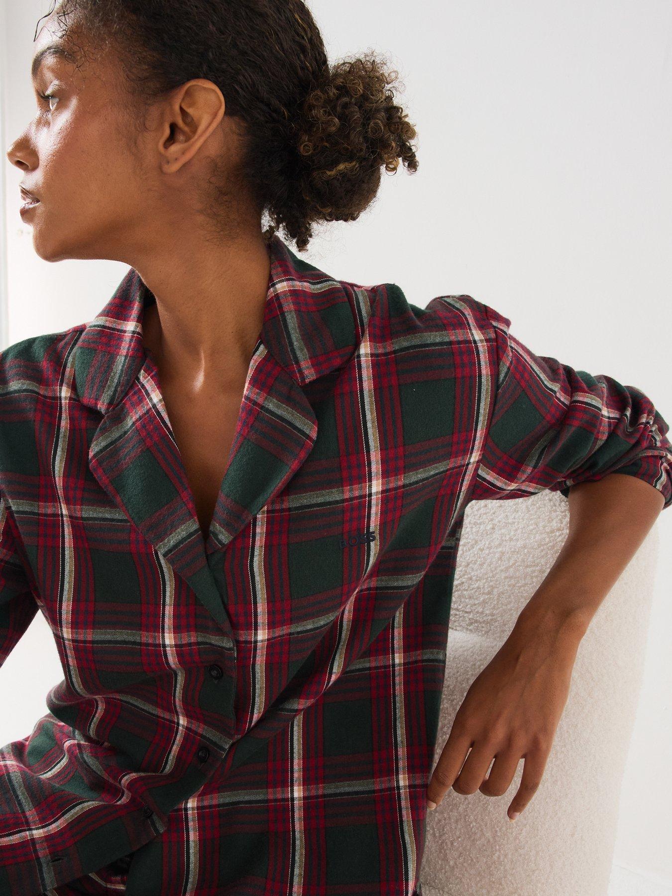 Image 4 of 7 of BOSS Christmas Long Checked Pyjama Set - Red