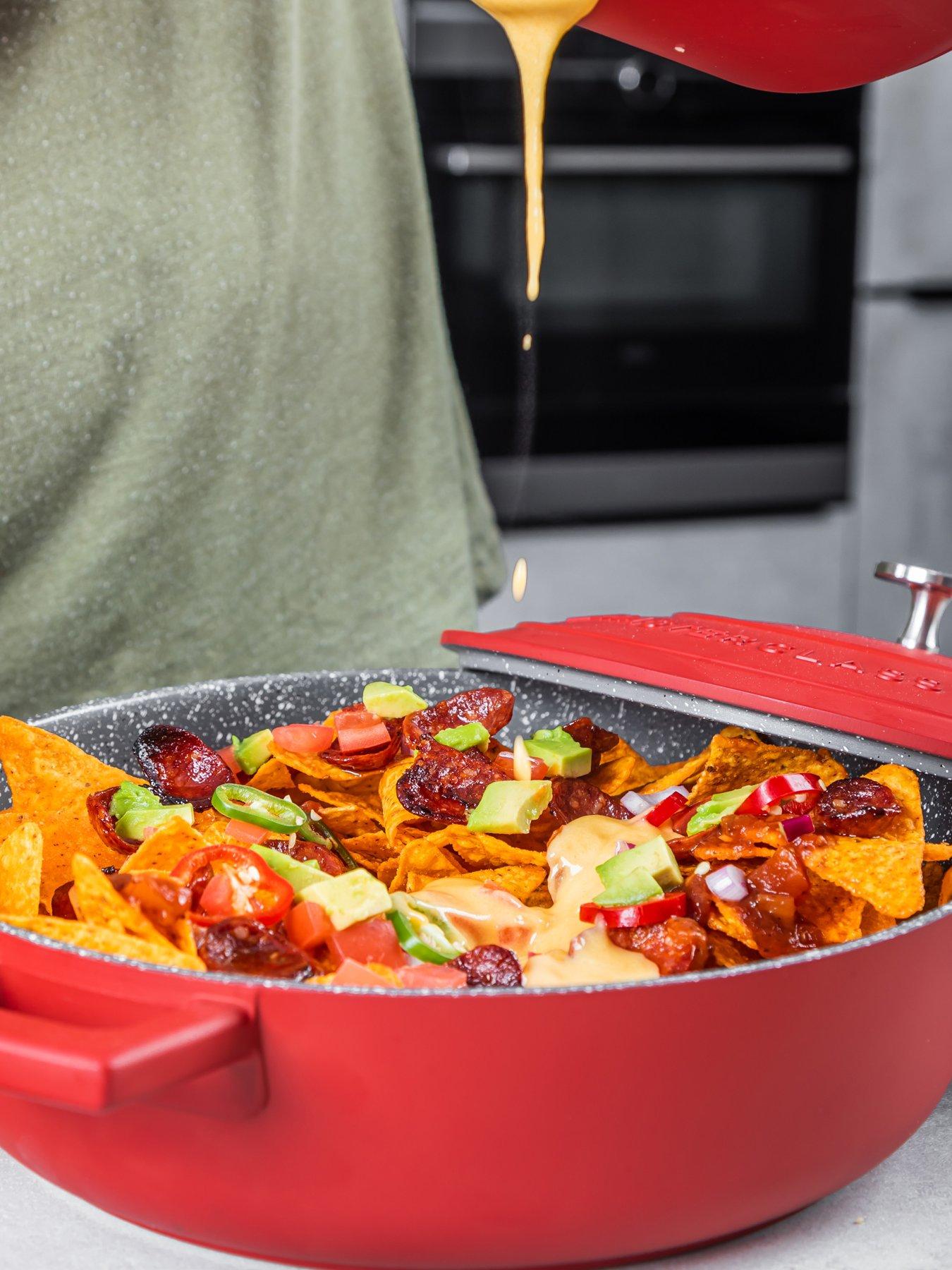 Rackhams Red Shallow Cast Aluminium Casserole Dish, 4L - Metal - Casserole Dish - Image 7