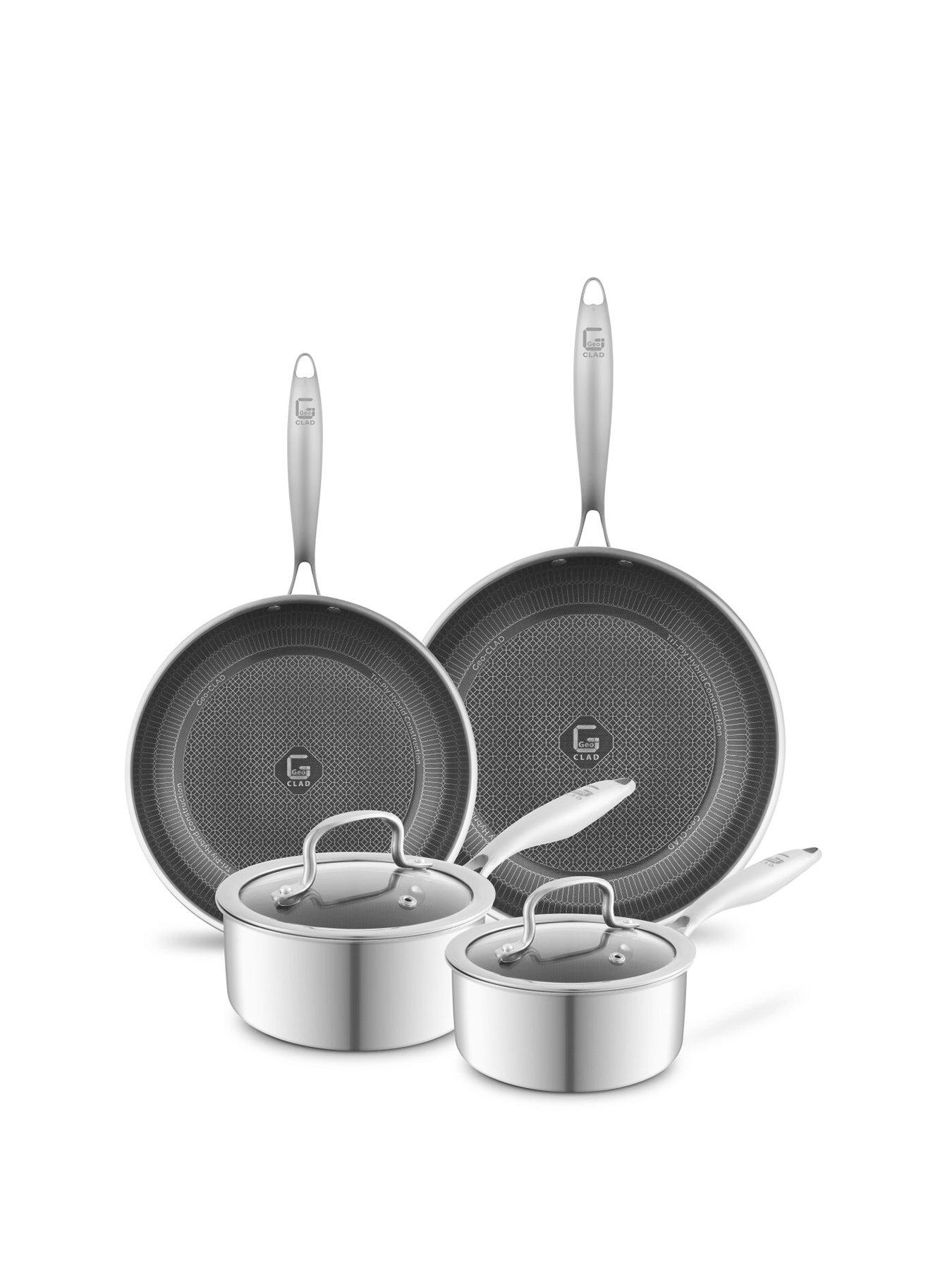 Tower Geo-Clad Everyday Essentials 4 Piece Non-Stick Pan Set, 16/18Cm Saucepan, 24/28Cm Frying Pan - Image 6