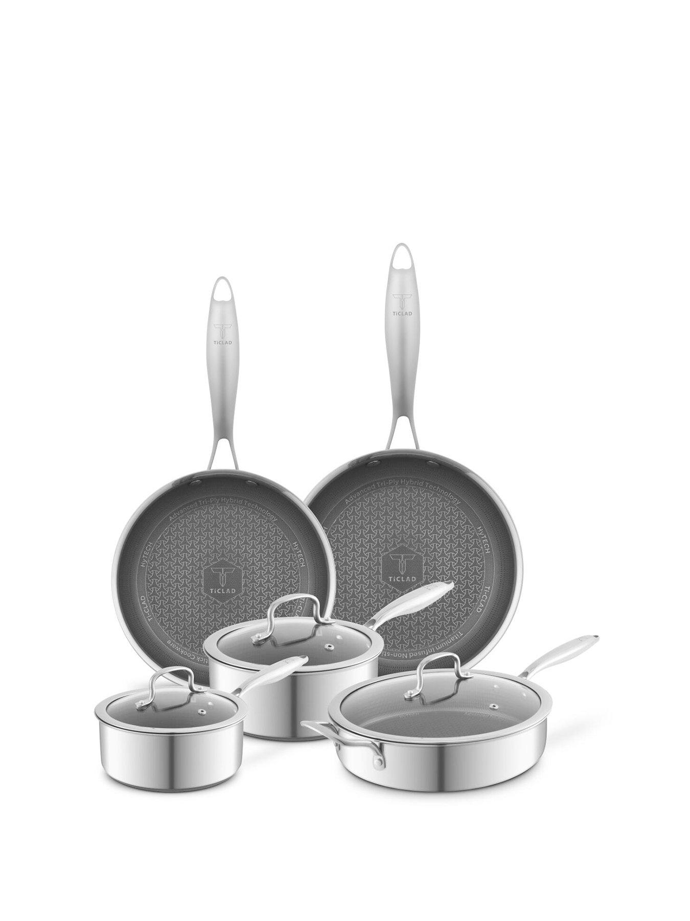 Image 1 of 6 of Tower Ti-Clad 5 Piece Pan Set, 16/18cm Saucepans, 24/28cm Frying Pans, 28cm Multi-Pan