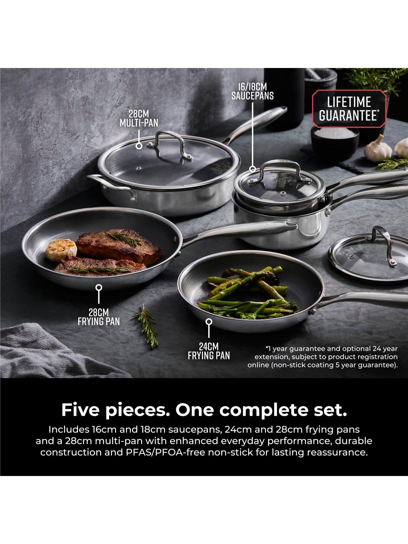 Image 2 of 6 of Tower Ti-Clad 5 Piece Pan Set, 16/18cm Saucepans, 24/28cm Frying Pans, 28cm Multi-Pan