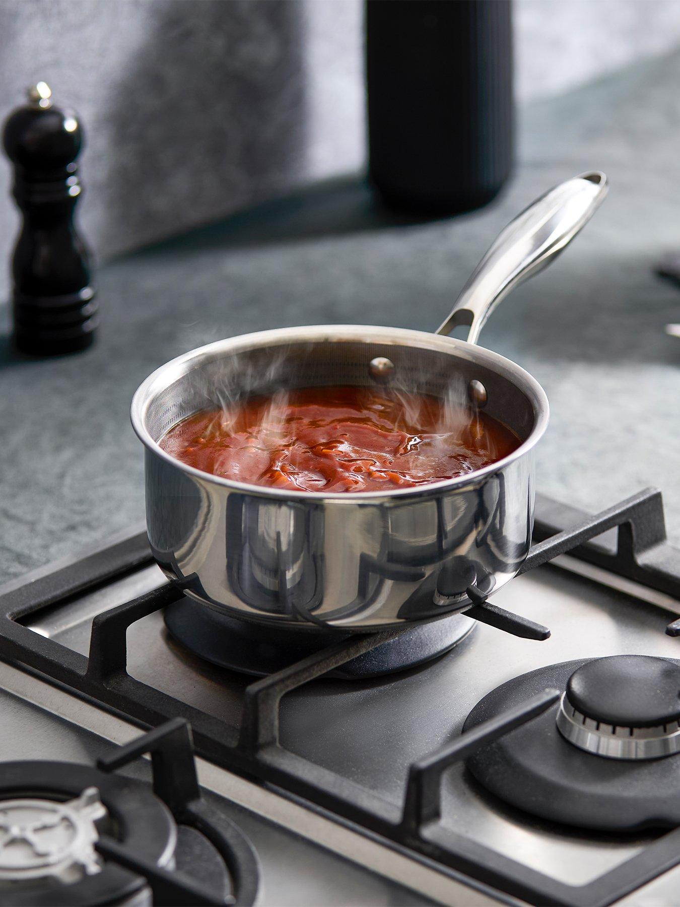 Tower Ti-Clad 18Cm Hybrid Saucepan With Glass Lid, Titanium-Infused Tri-Ply Induction, Non-Stick