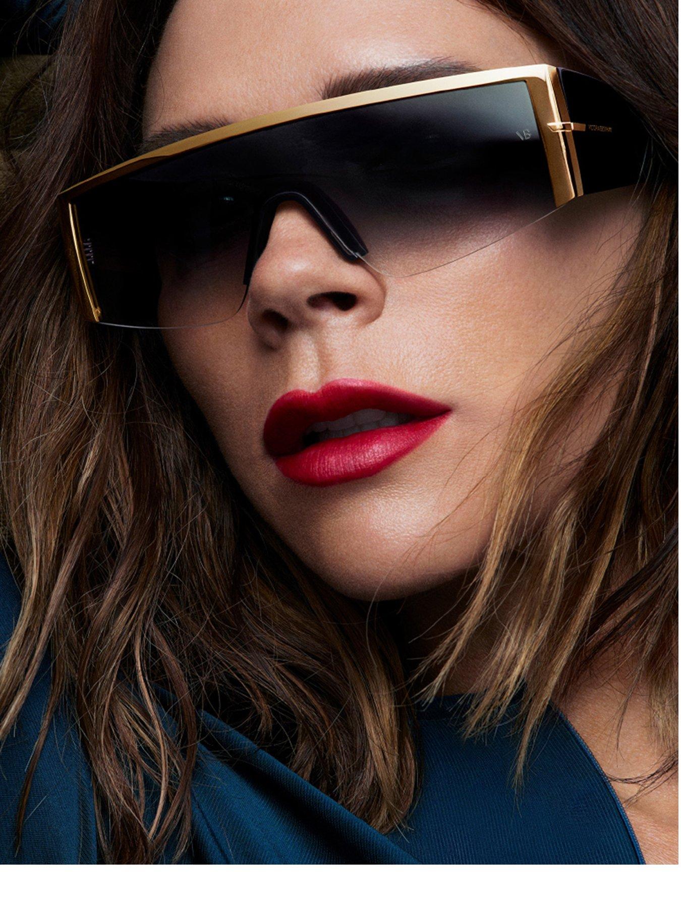 Image 1 of 7 of VICTORIA BECKHAM Womens Shallow Masked Shape Sunglasses - Black