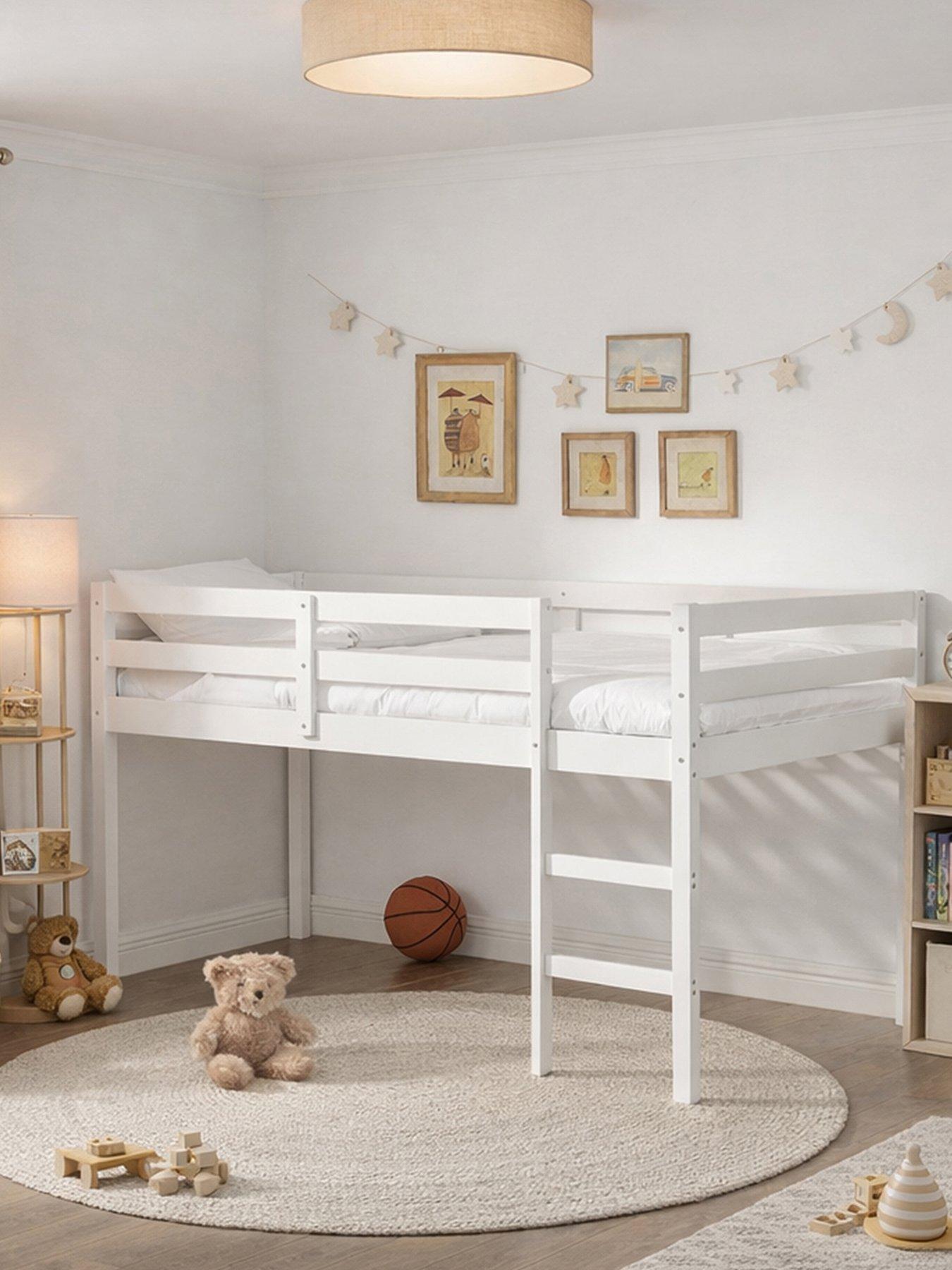 Aspire Cove Midsleeper Wooden Children's Bed Frame With M - White - Single - Image 4