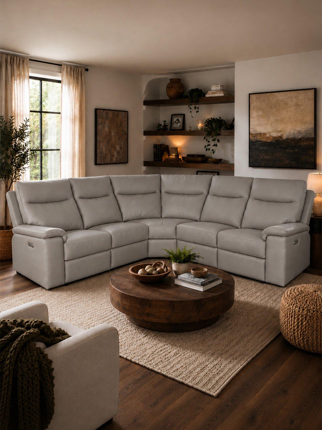 Aspire Marlowe Elephant Leather 5 Seater Corner Power Recliner Sofa - Image 4