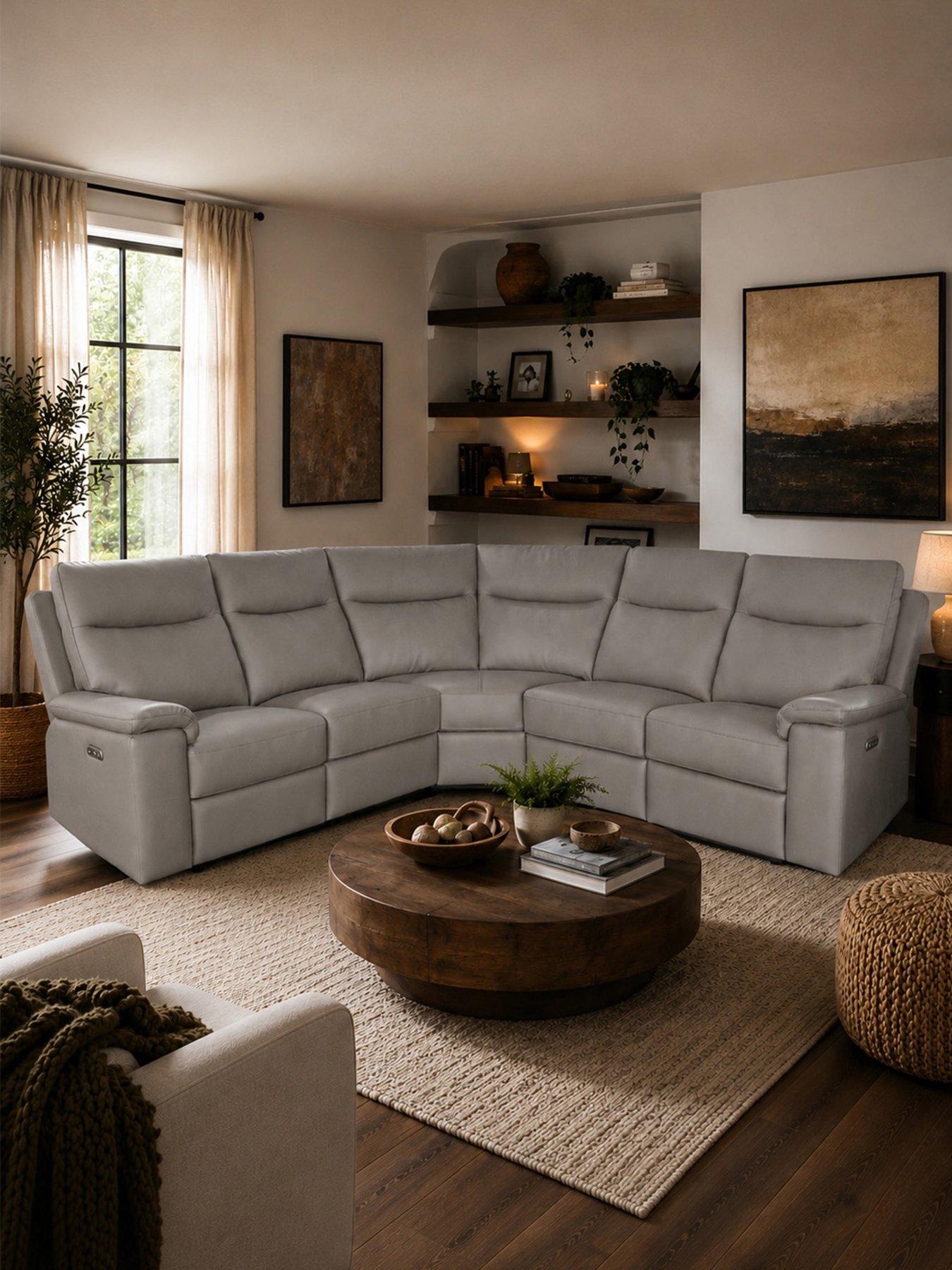 Image 1 of 6 of Aspire Toronto Leather Corner Recliner Sofa
