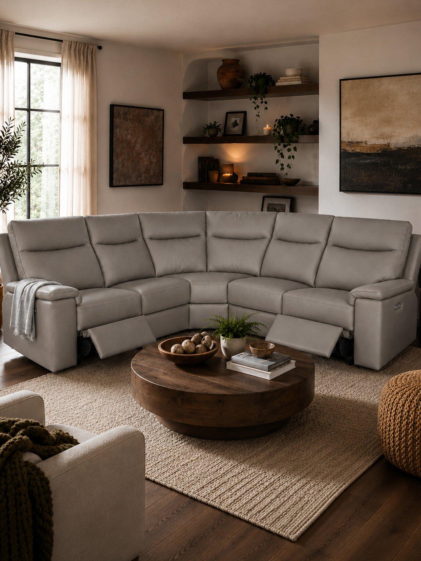 Image 2 of 6 of Aspire Toronto Leather Corner Recliner Sofa