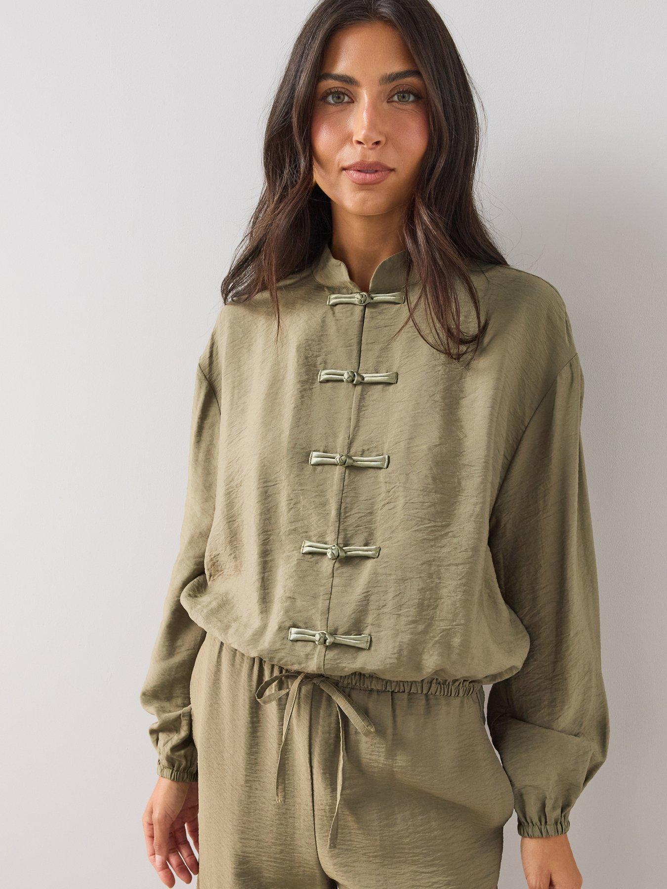 Image 1 of 6 of The Very Collection Mandarin Track Jacket - Green