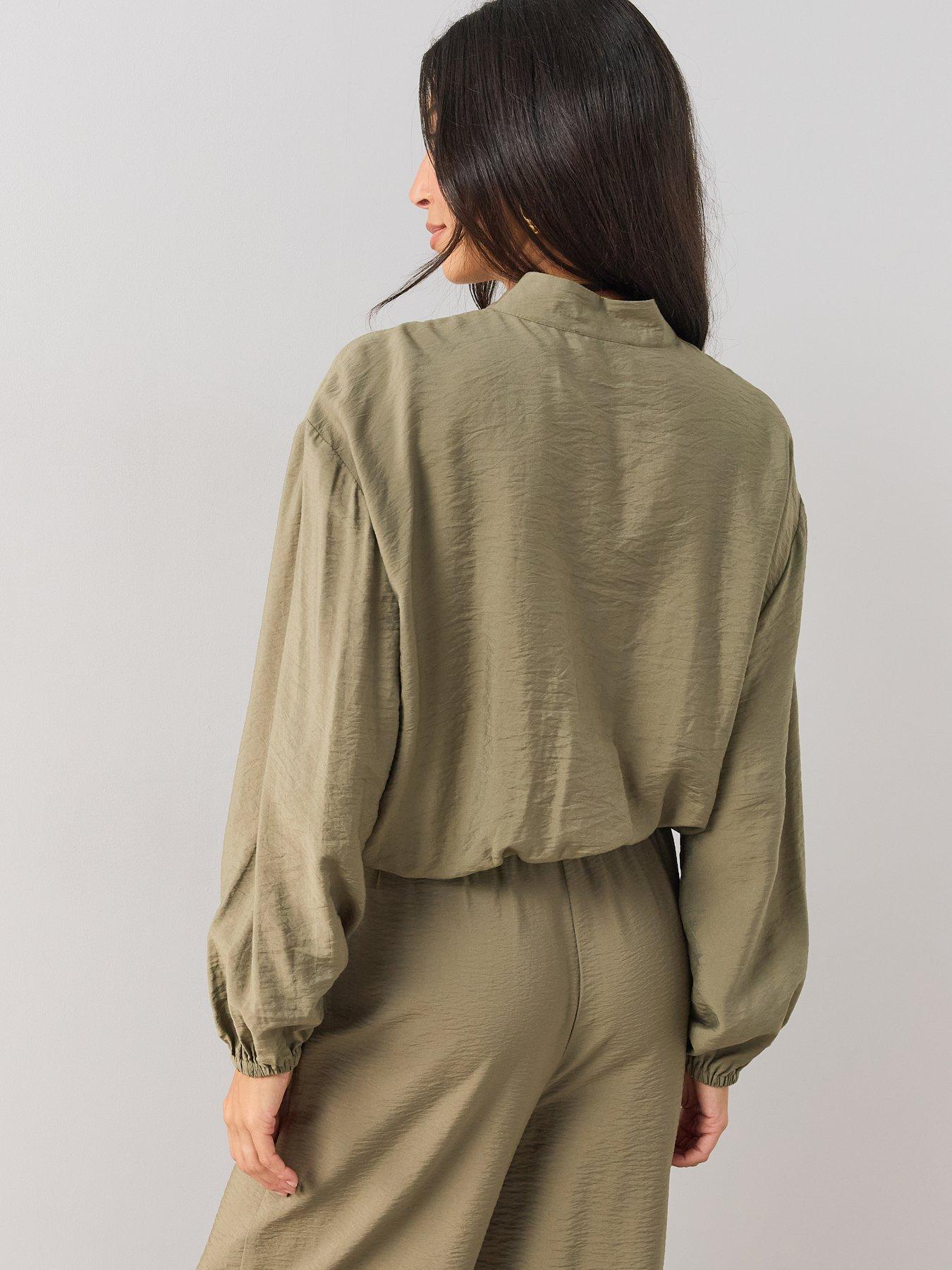 Image 2 of 6 of The Very Collection Mandarin Track Jacket - Green