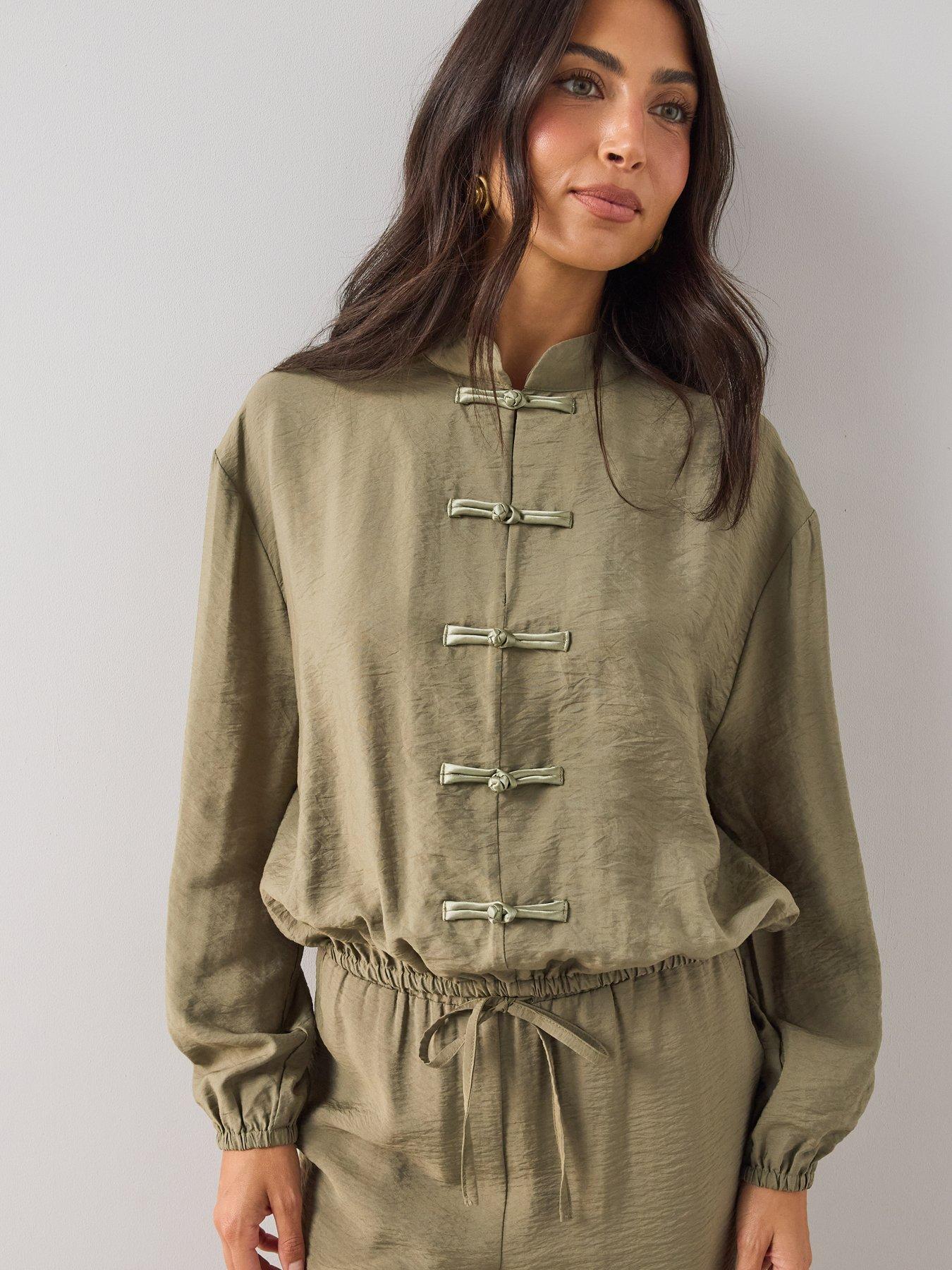 Image 4 of 6 of The Very Collection Mandarin Track Jacket - Green