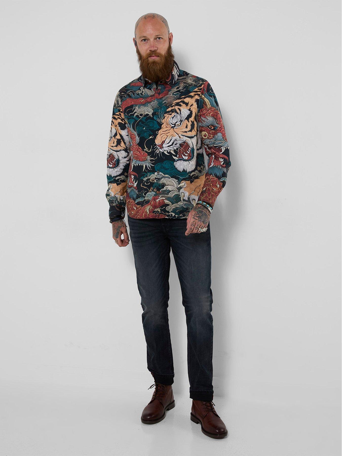 Image 3 of 7 of Joe Browns Dragon V Tiger Print Shirt