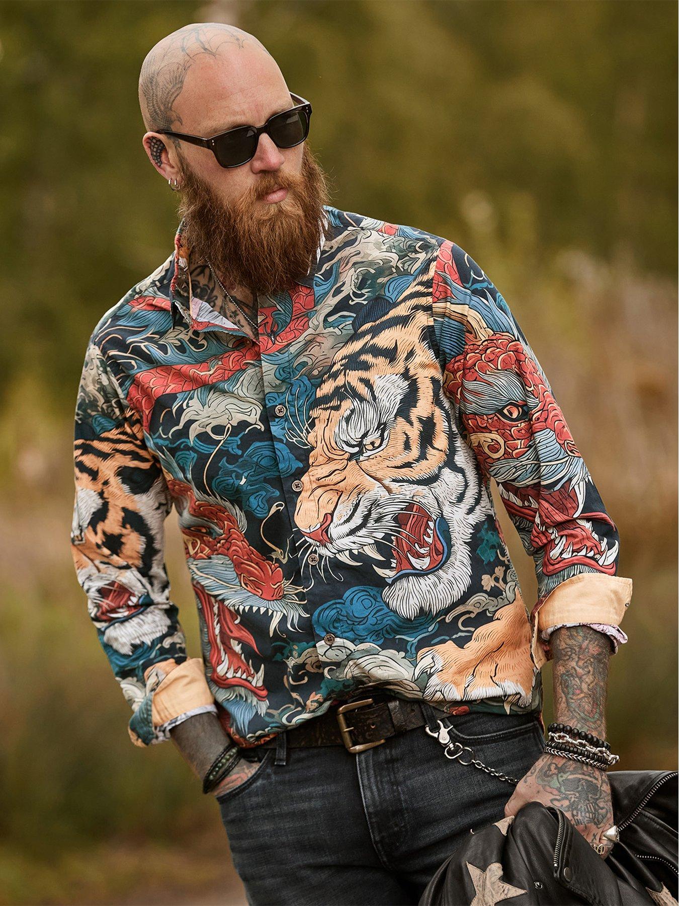 Image 5 of 7 of Joe Browns Dragon V Tiger Print Shirt
