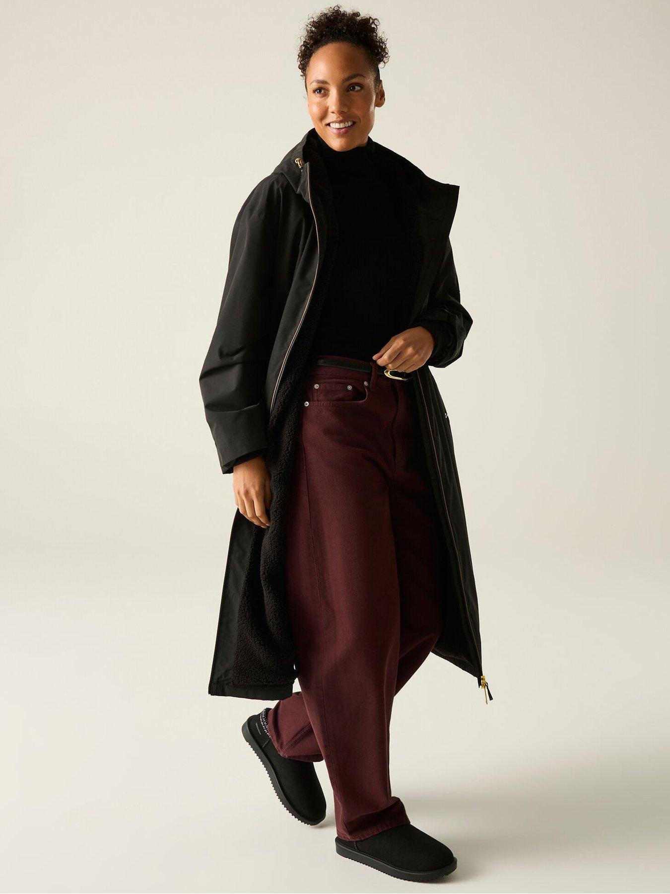 Image 1 of 7 of Regatta Womens Luxe Heritage Waterproof Borg Lined Hooded Robe - Black