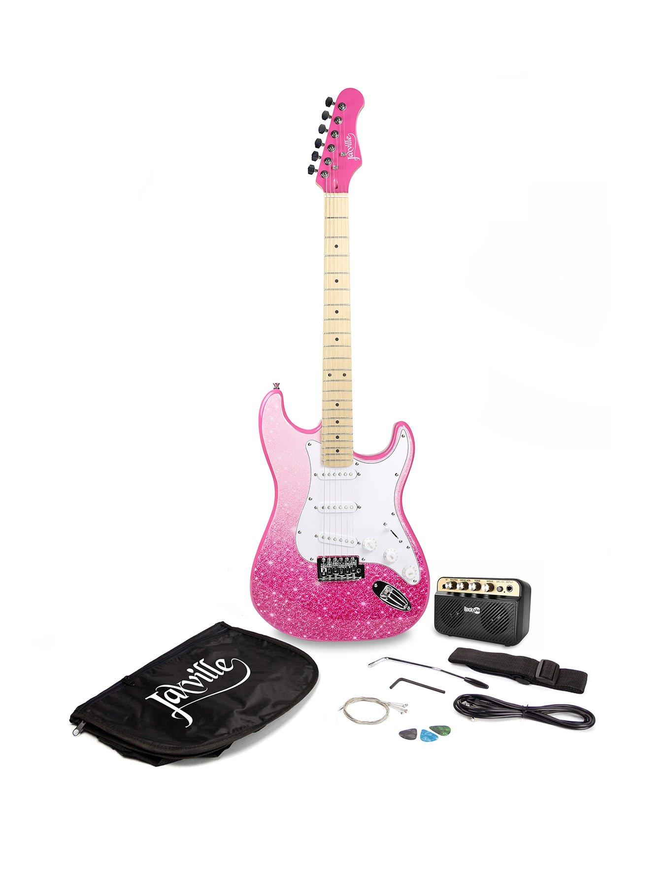 Jaxville Full Size Electric Guitar Beginner Starter Kit, Pink â S-Style Guitar with 10W Amp, Gig Bag, Strap, Cable,Strings, Picks & Online Lessons