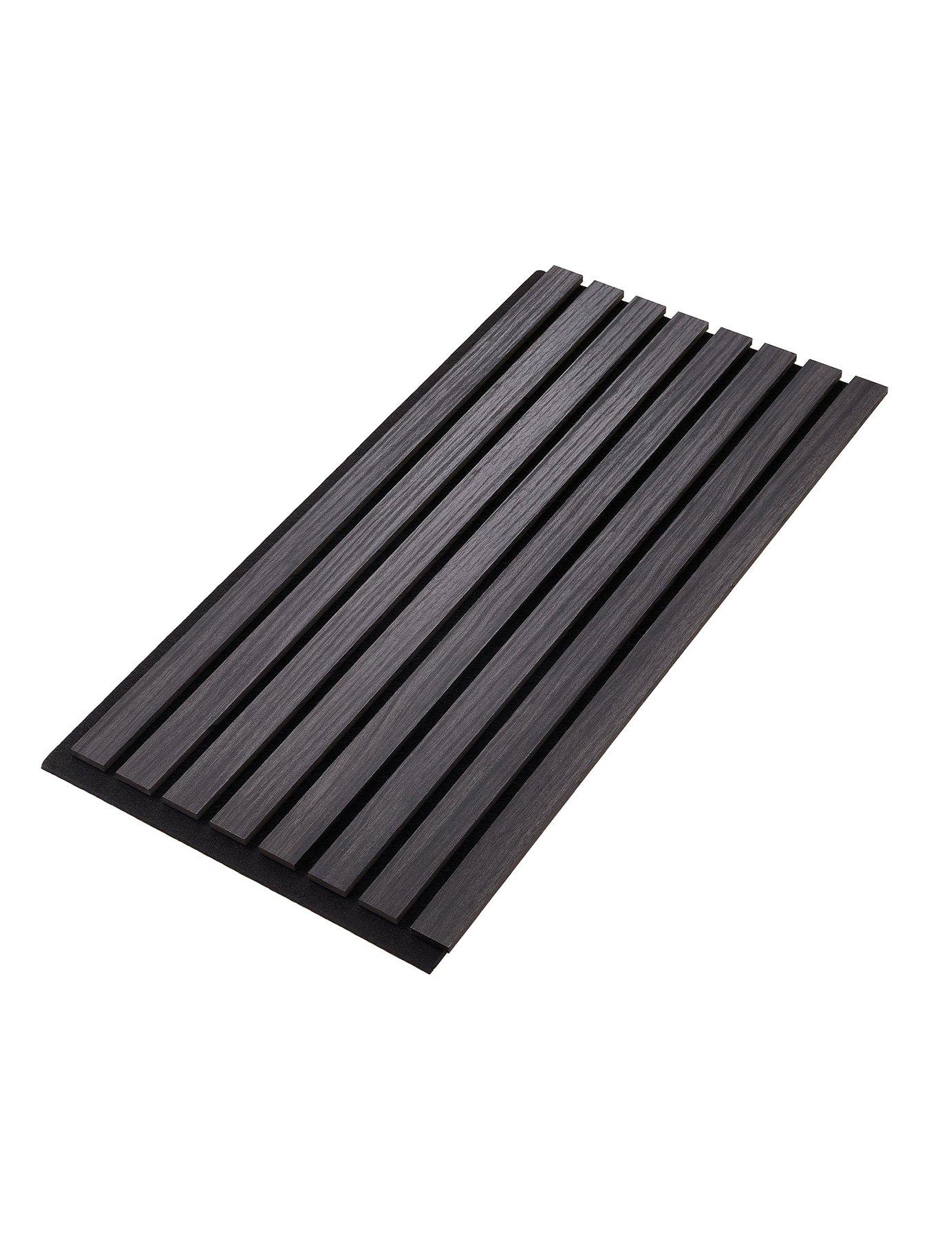 Image 2 of 7 of Living and Home 8-Pack Acoustic Wood Slat Wall Panels Black 30cm W x 60cm H