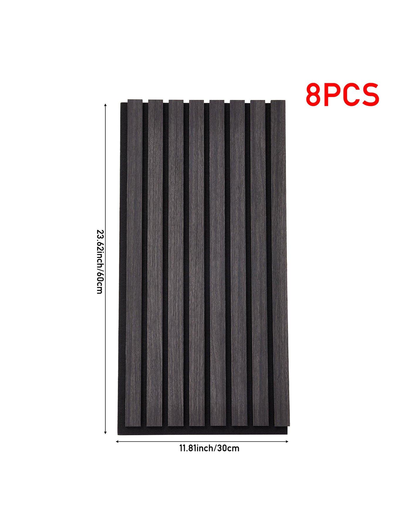 Image 7 of 7 of Living and Home 8-Pack Acoustic Wood Slat Wall Panels Black 30cm W x 60cm H
