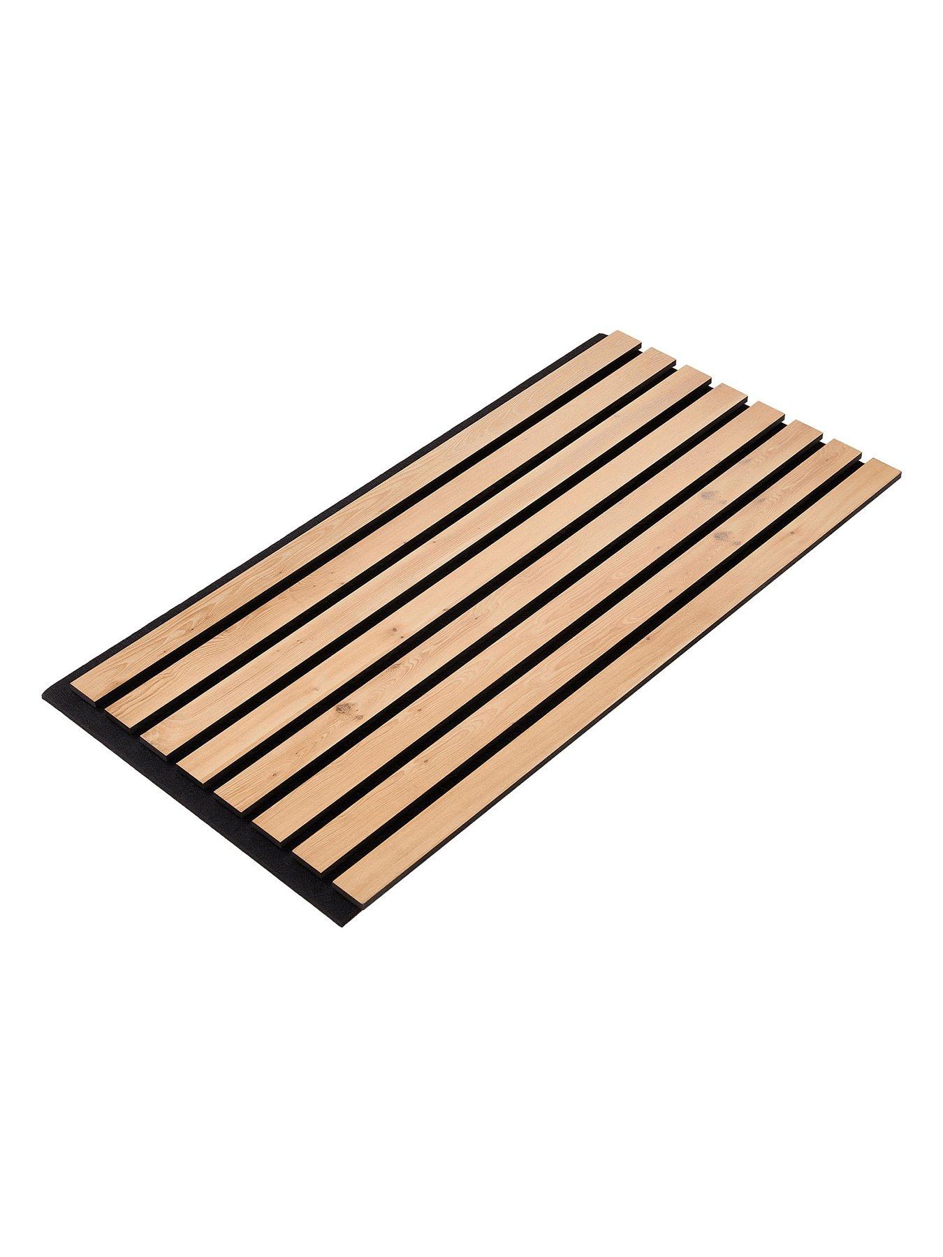 Image 2 of 7 of Living and Home 8-Pack Acoustic Wood Slat Wall Panels Light Brown 30cm x 60cm