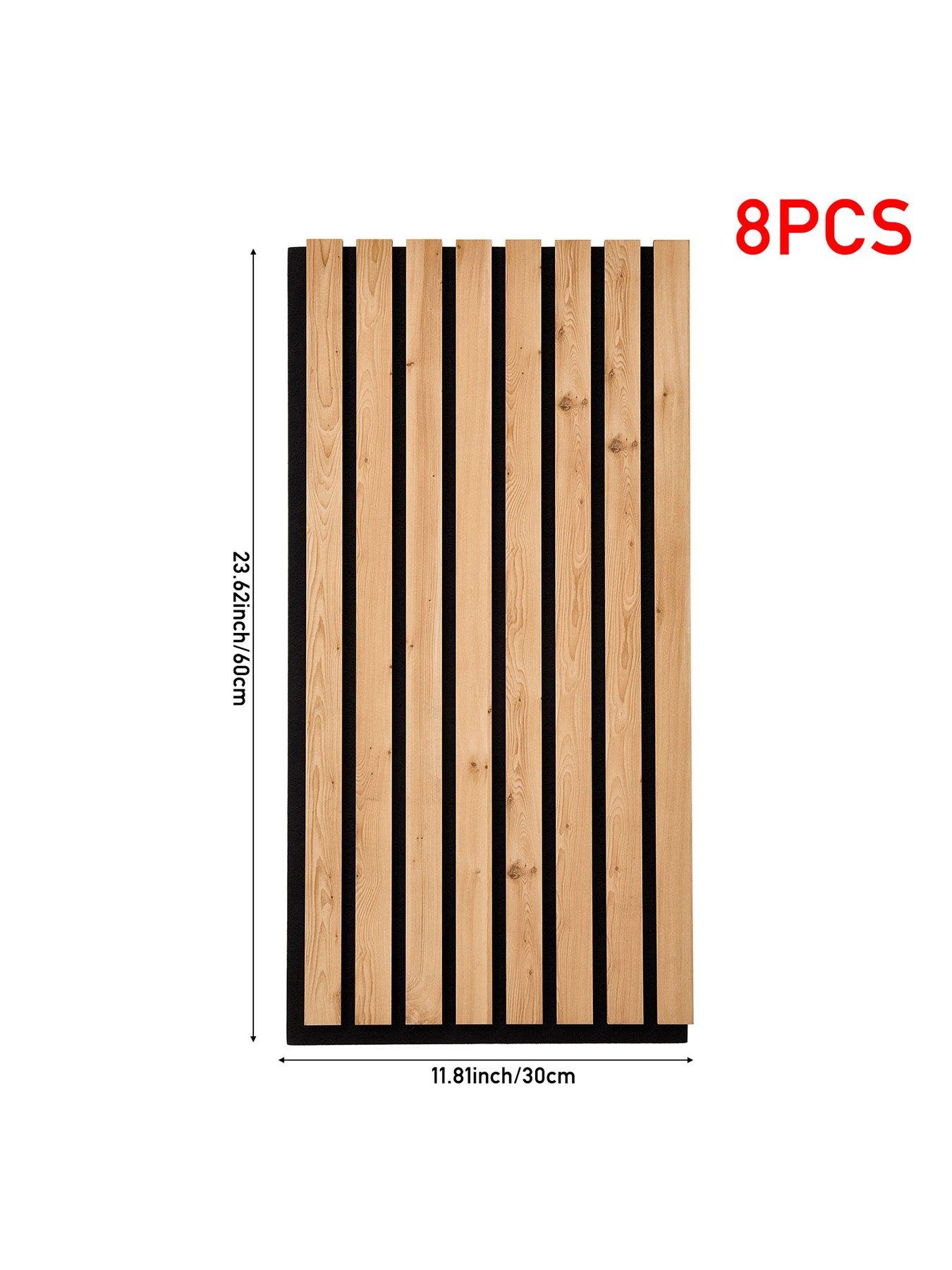 Image 7 of 7 of Living and Home 8-Pack Acoustic Wood Slat Wall Panels Light Brown 30cm x 60cm