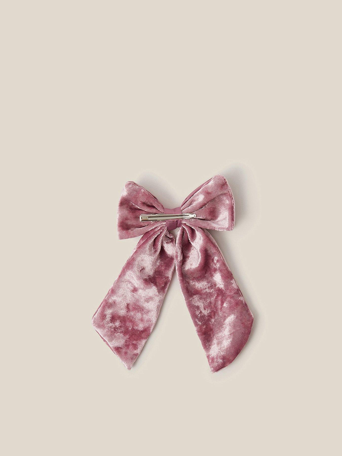 Image 2 of 3 of Monsoon Girls Velvet Mix Bow Hair Clip - Pink