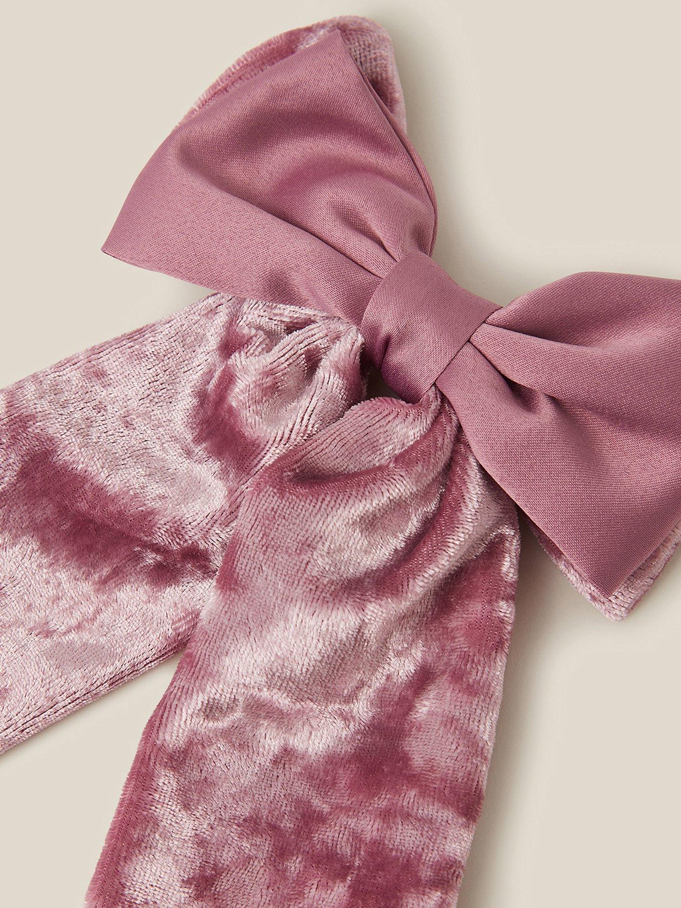 Image 3 of 3 of Monsoon Girls Velvet Mix Bow Hair Clip - Pink