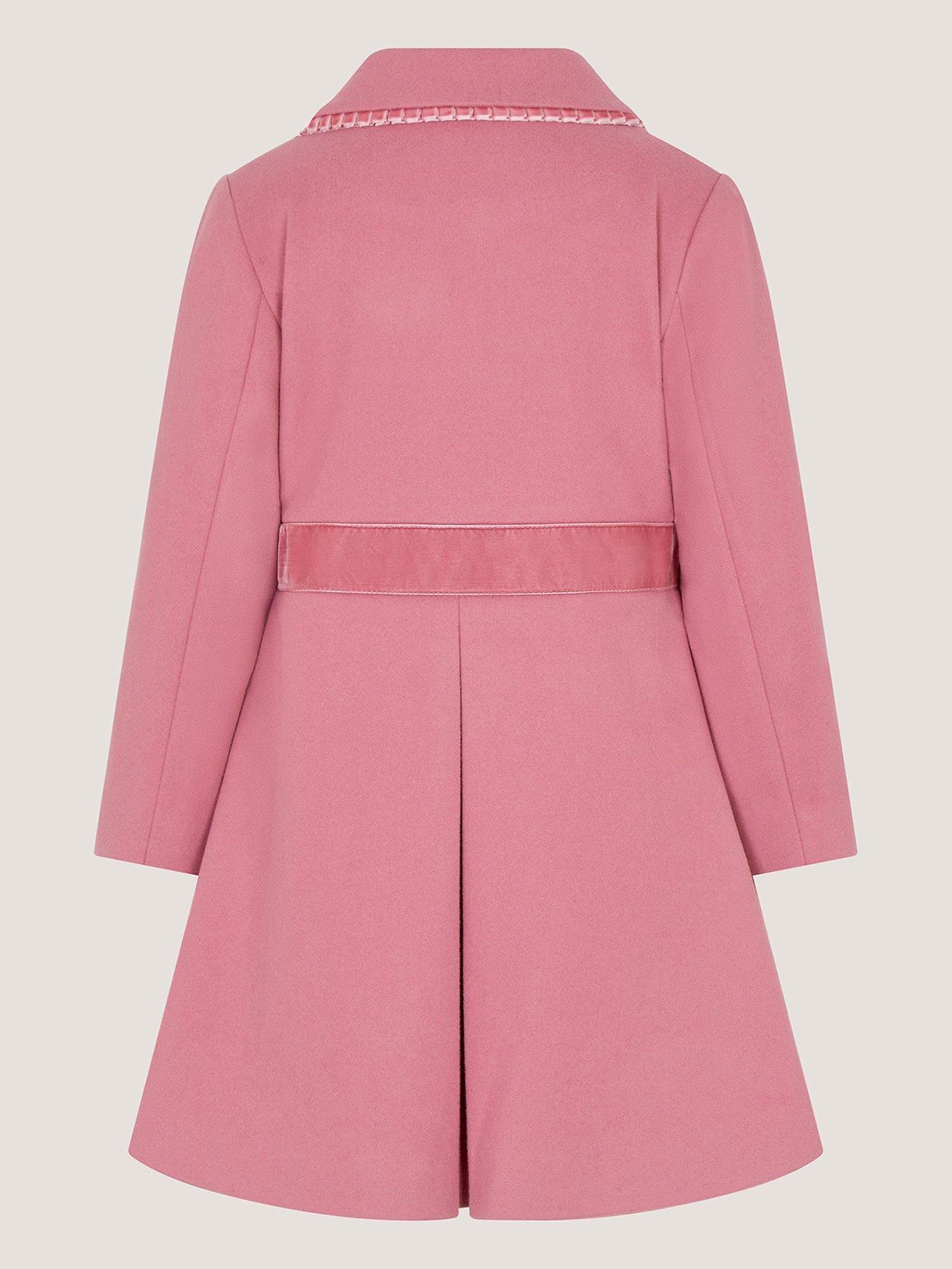 Image 3 of 4 of Monsoon Girls Smart Chantelle Contrast Coat - Pink
