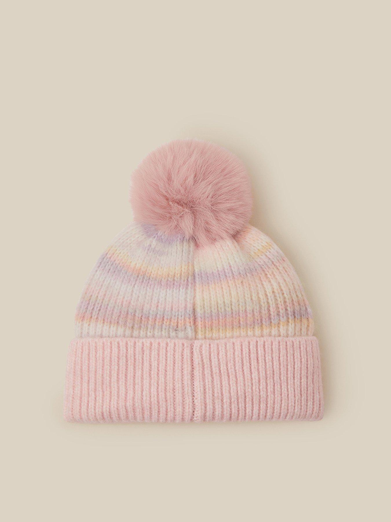 Image 2 of 3 of Monsoon Girls Pastel Bling Butterfly Stripe Beanie Hat - Multi