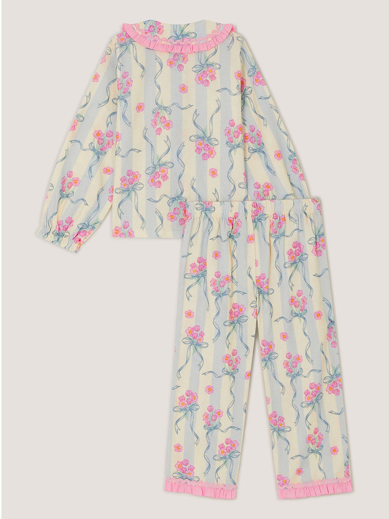 Image 2 of 3 of Monsoon Girls Woven French Garden Pyjamas - Light Cream