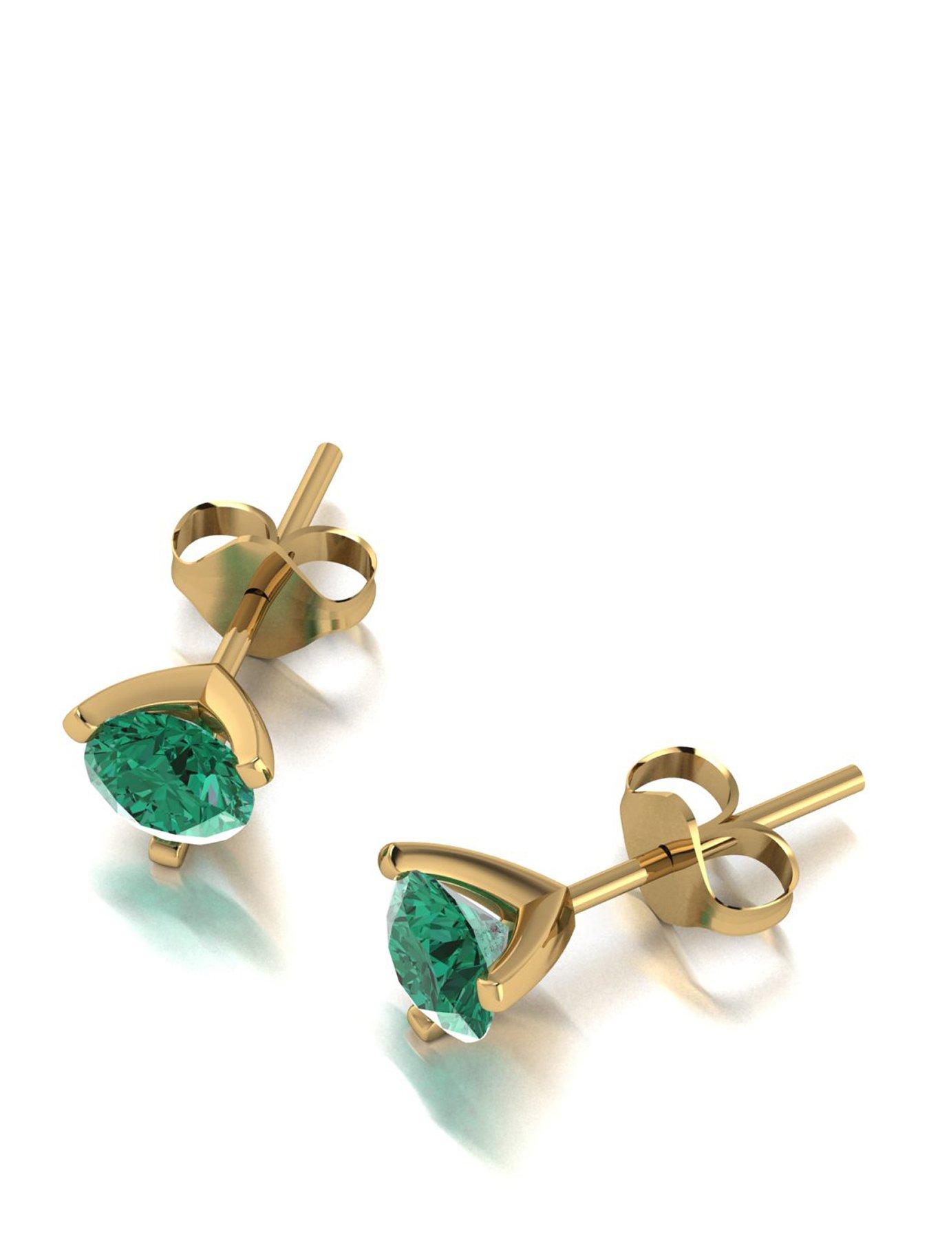 Image 1 of 5 of Moissanite 9ct Yellow Gold 5.0mm Verde Brillante Moissanite Stud Earrings total 1.00ct