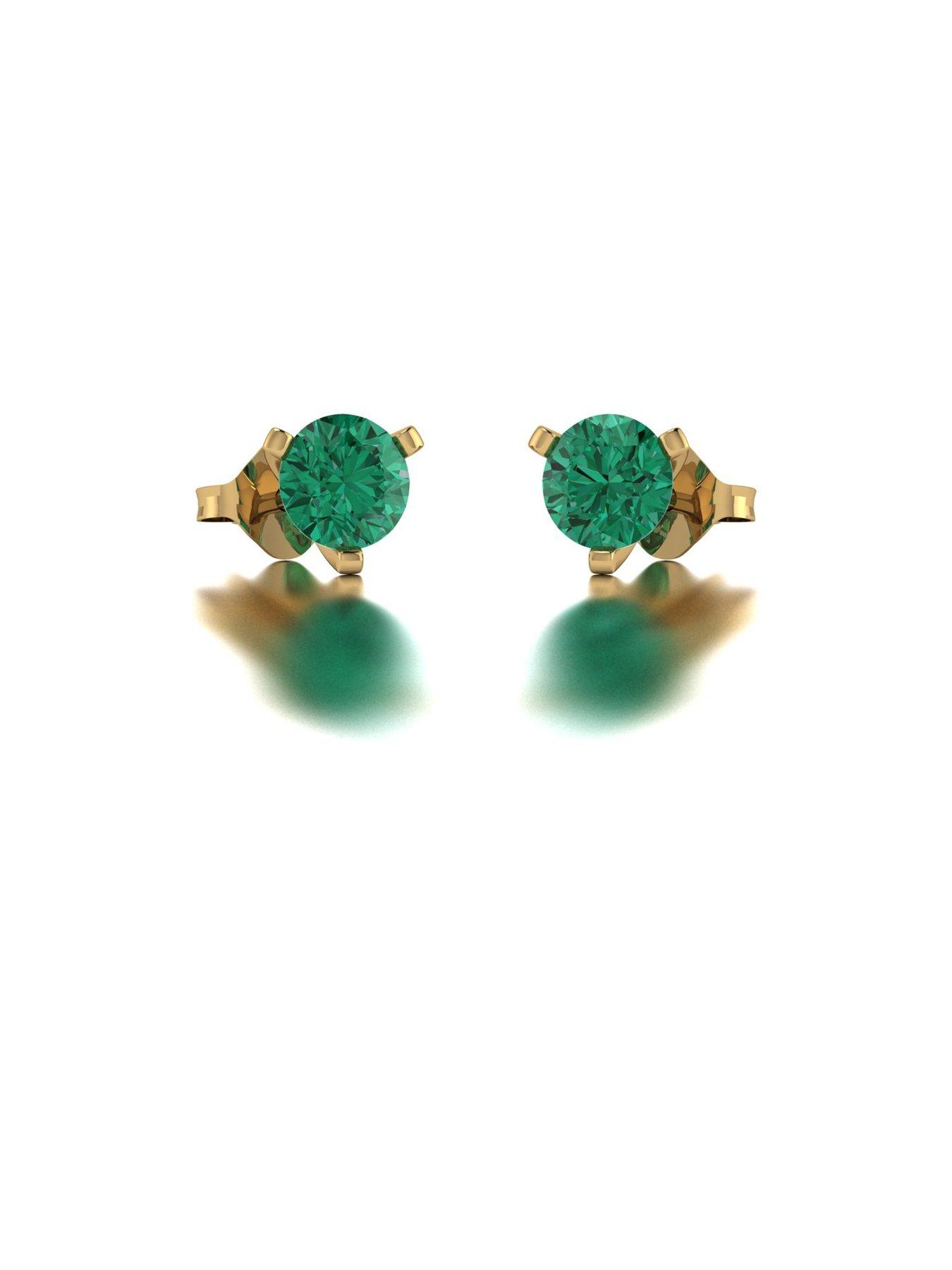 Image 2 of 5 of Moissanite 9ct Yellow Gold 5.0mm Verde Brillante Moissanite Stud Earrings total 1.00ct