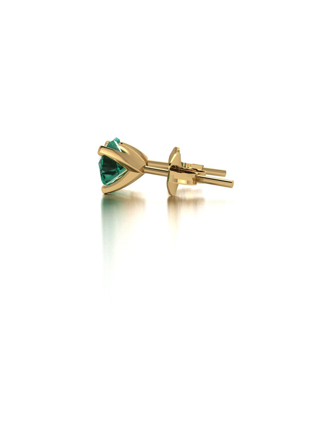 Image 3 of 5 of Moissanite 9ct Yellow Gold 5.0mm Verde Brillante Moissanite Stud Earrings total 1.00ct