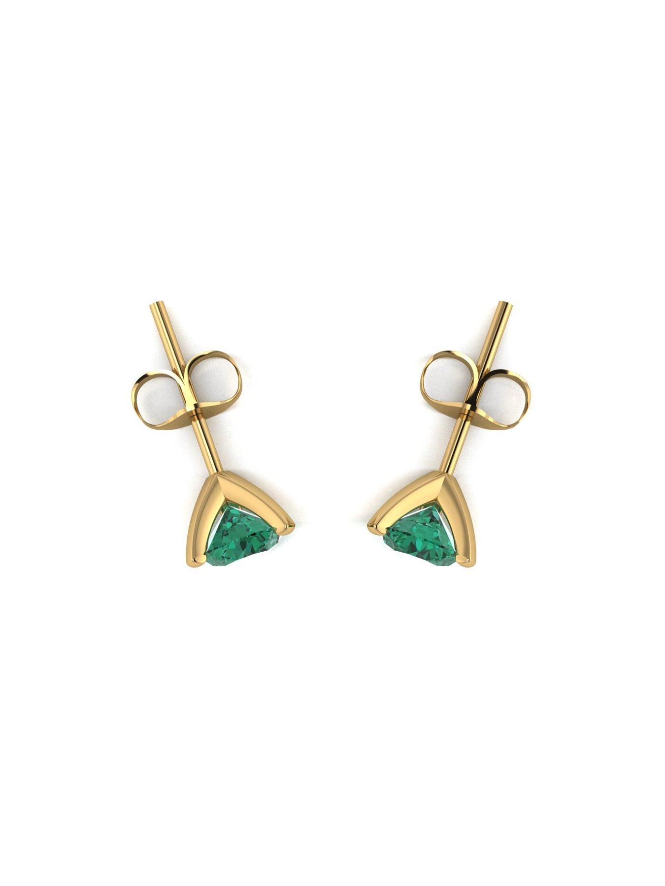 Image 4 of 5 of Moissanite 9ct Yellow Gold 5.0mm Verde Brillante Moissanite Stud Earrings total 1.00ct
