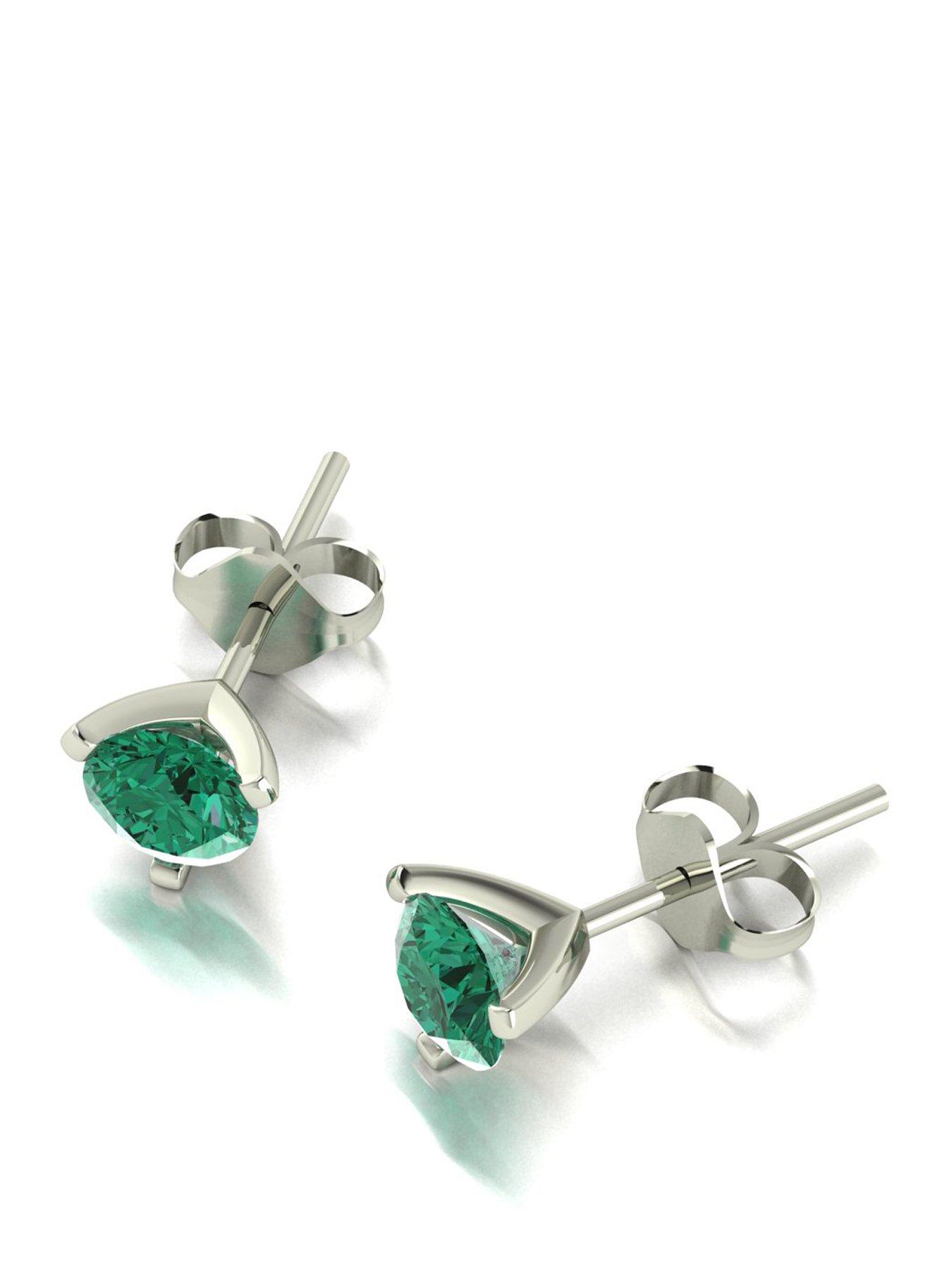 Image 1 of 5 of Moissanite 9ct White Gold 5.0mm Verde Brillante Moissanite Stud Earrings total 1.00ct