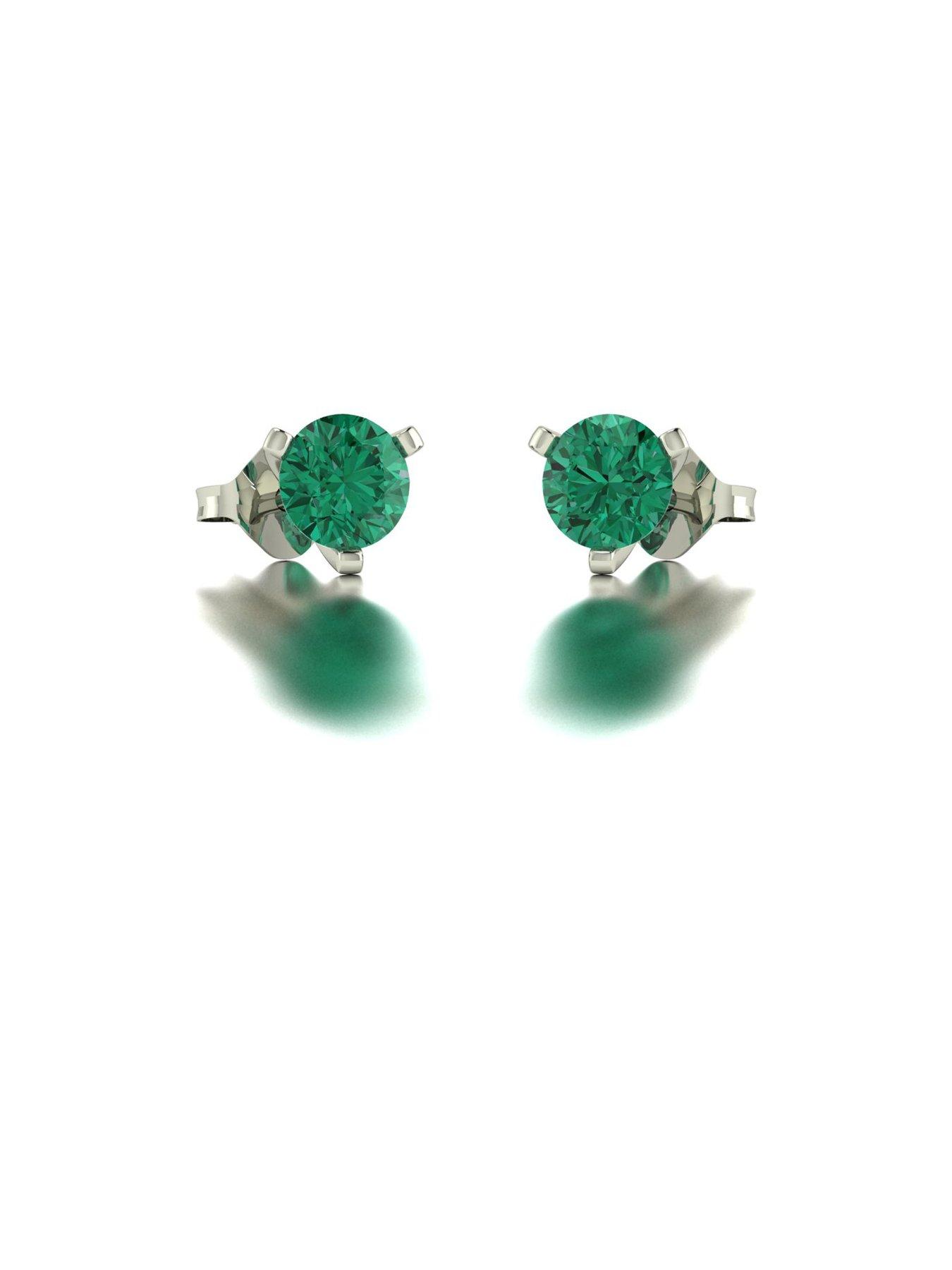 Image 2 of 5 of Moissanite 9ct White Gold 5.0mm Verde Brillante Moissanite Stud Earrings total 1.00ct