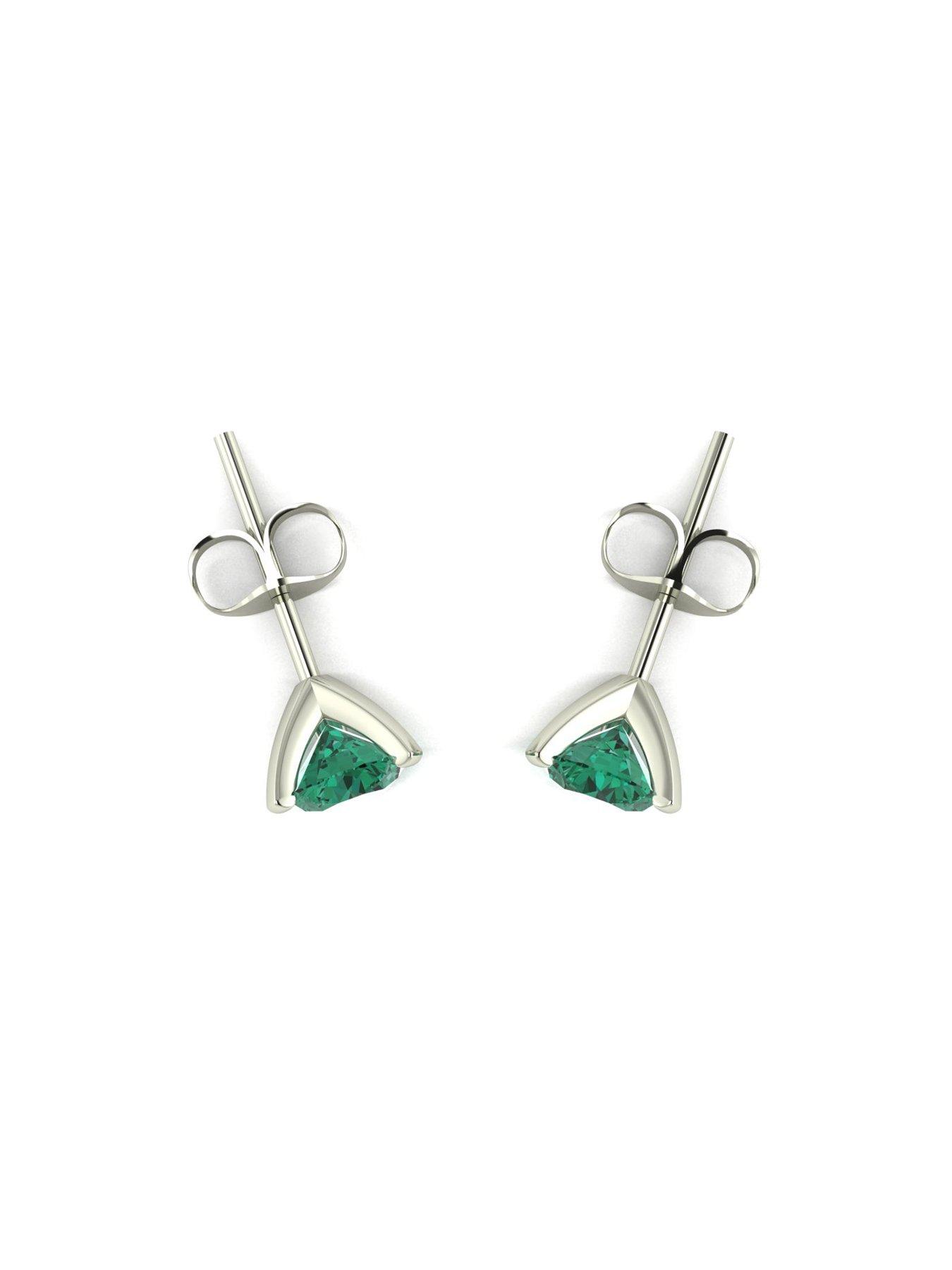 Image 4 of 5 of Moissanite 9ct White Gold 5.0mm Verde Brillante Moissanite Stud Earrings total 1.00ct