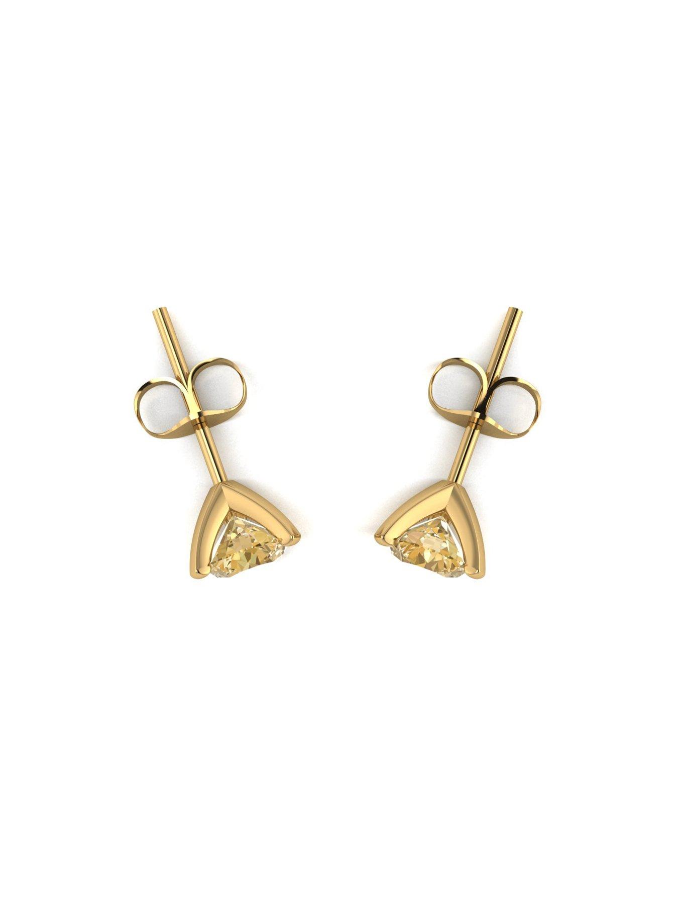 Image 4 of 5 of Moissanite 9ct Yellow Gold 5.0mm Champagne Moissanite Stud Earrings total 1.00ct