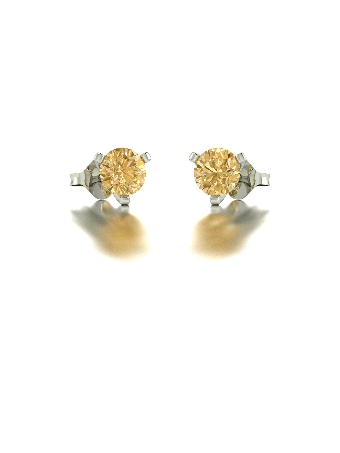 Image 2 of 5 of Moissanite 9ct White Gold 5.0mm Champagne Moissanite Stud Earrings total 1.00ct