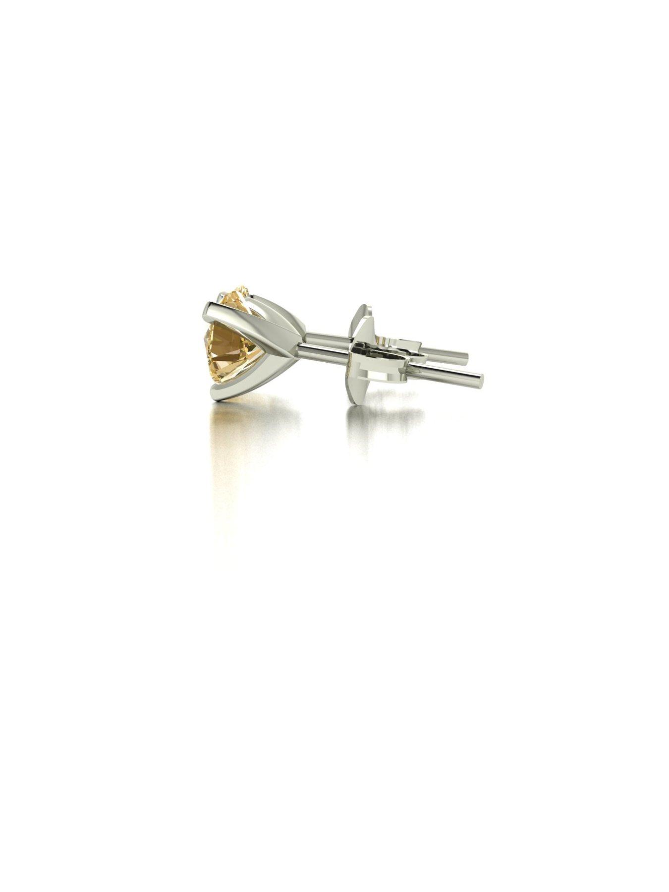 Image 3 of 5 of Moissanite 9ct White Gold 5.0mm Champagne Moissanite Stud Earrings total 1.00ct
