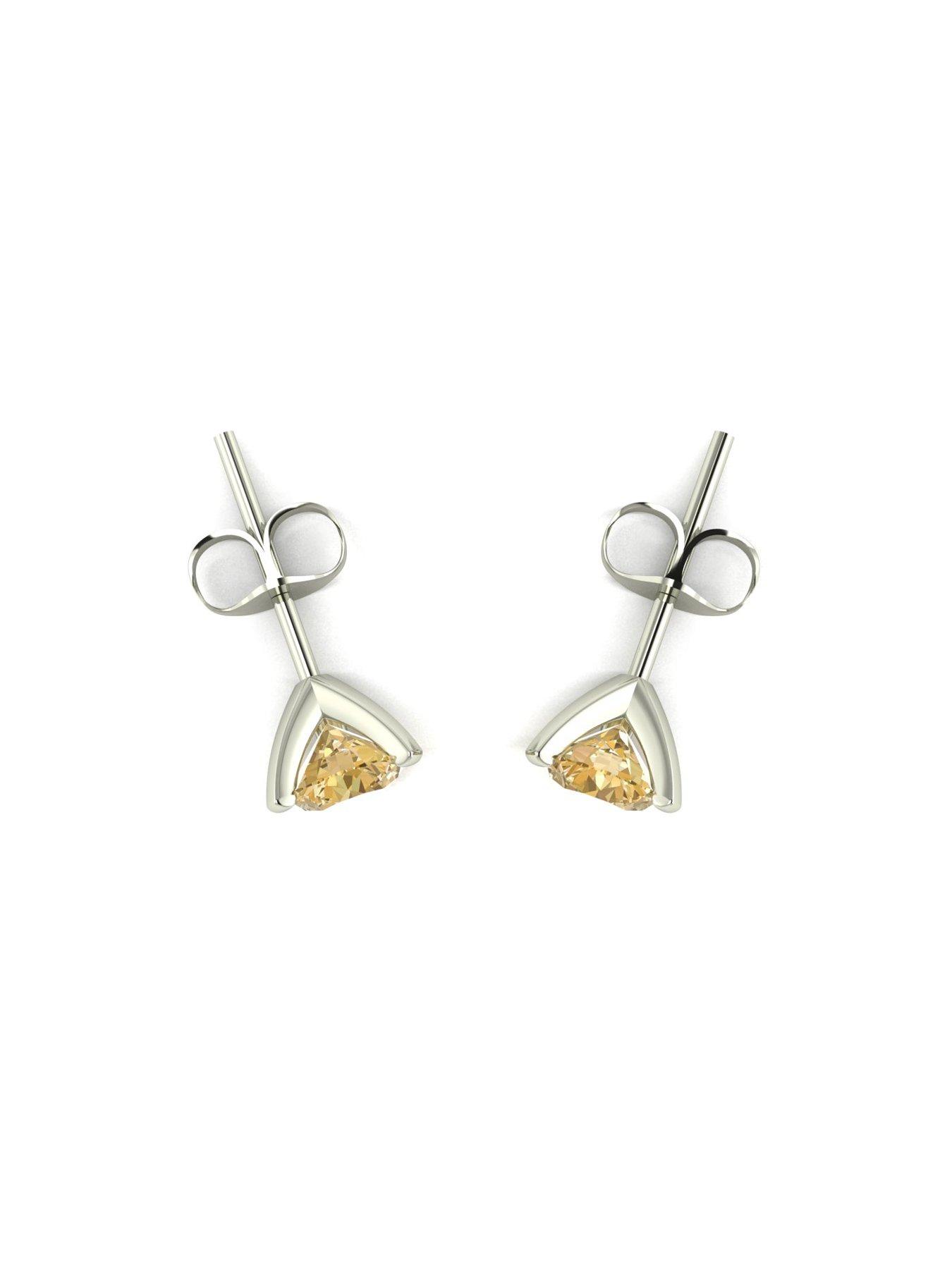 Image 4 of 5 of Moissanite 9ct White Gold 5.0mm Champagne Moissanite Stud Earrings total 1.00ct