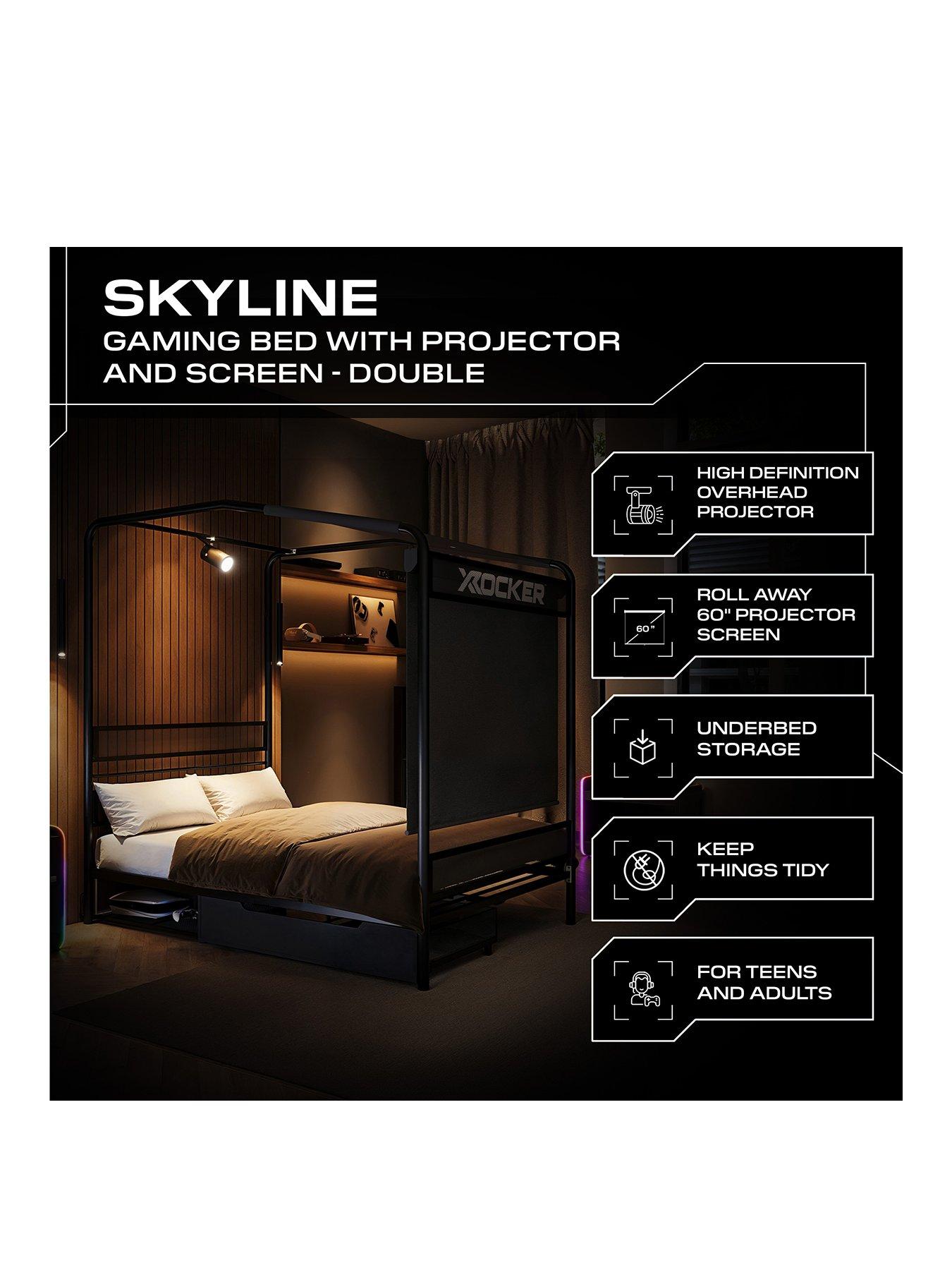 Image 2 of 8 of X Rocker Skyline Double Gaming Bed With Projector And Screen