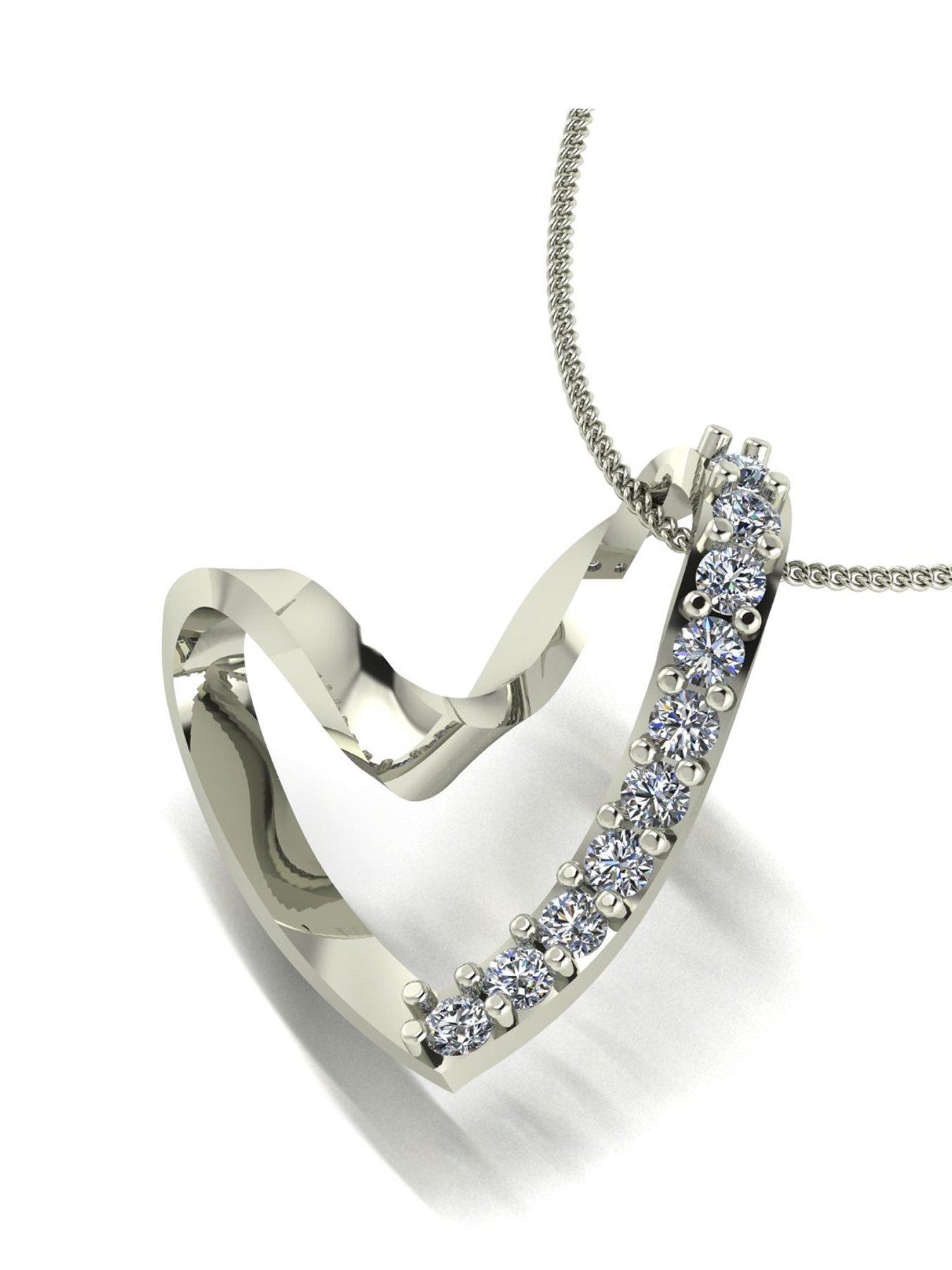 Image 1 of 5 of Moissanite Starlight 9ct White Gold 0.25ct total Moissanite Heart inc Chain