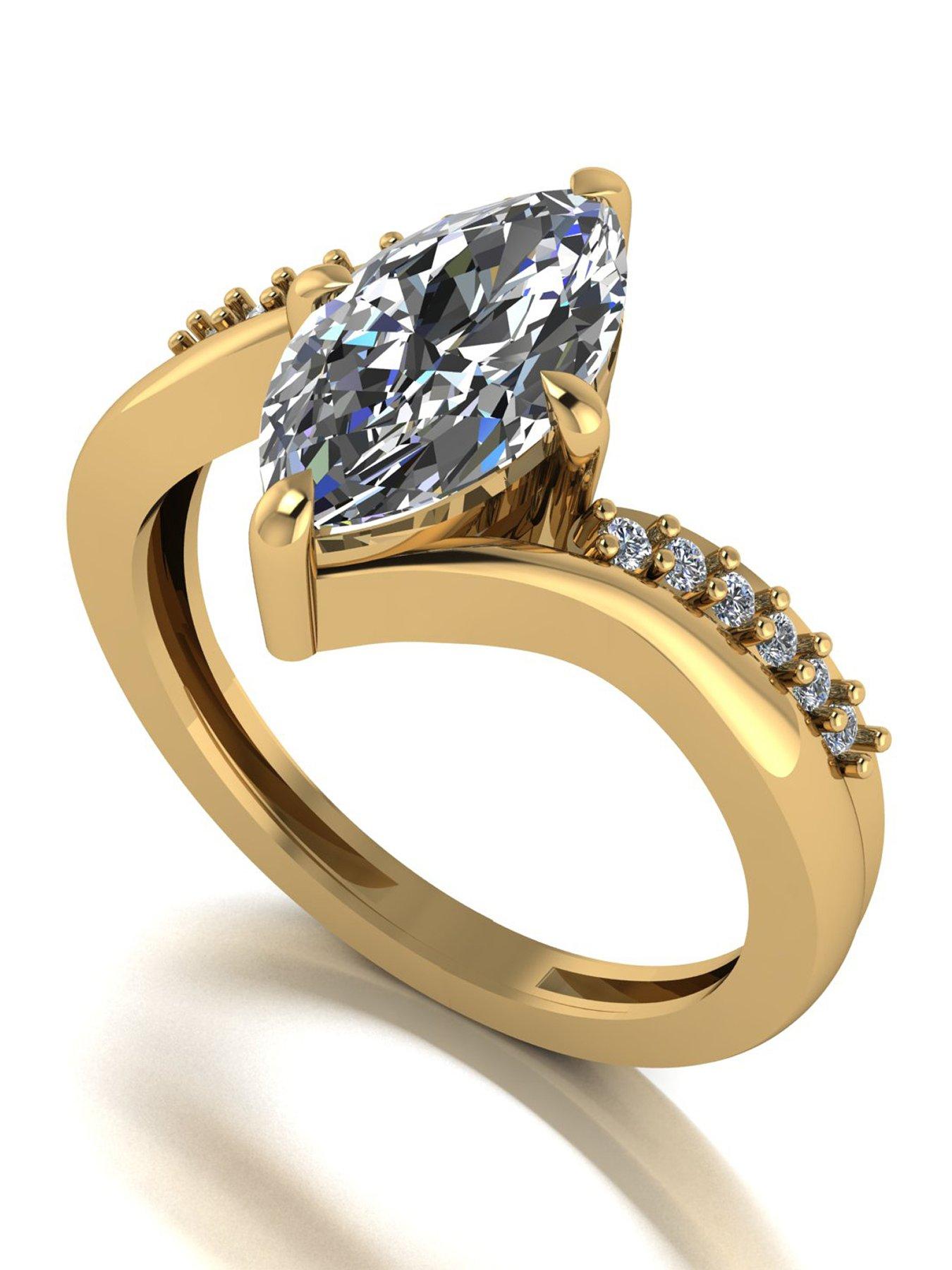 Image 1 of 5 of Moissanite 9ct Yellow Gold Lady Lynsey 2.10ct Marquise Moissanite Ring