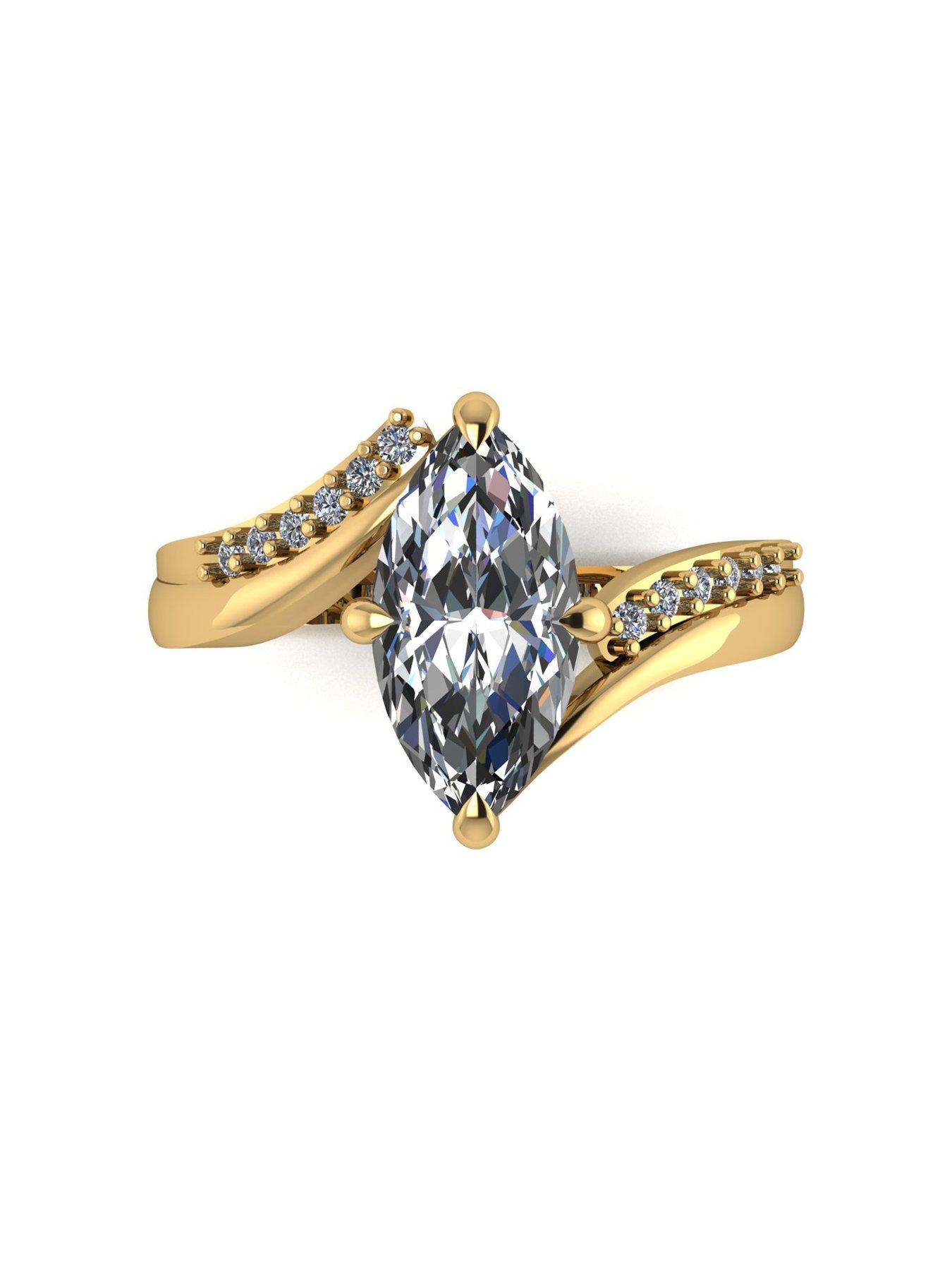 Image 4 of 5 of Moissanite 9ct Yellow Gold Lady Lynsey 2.10ct Marquise Moissanite Ring