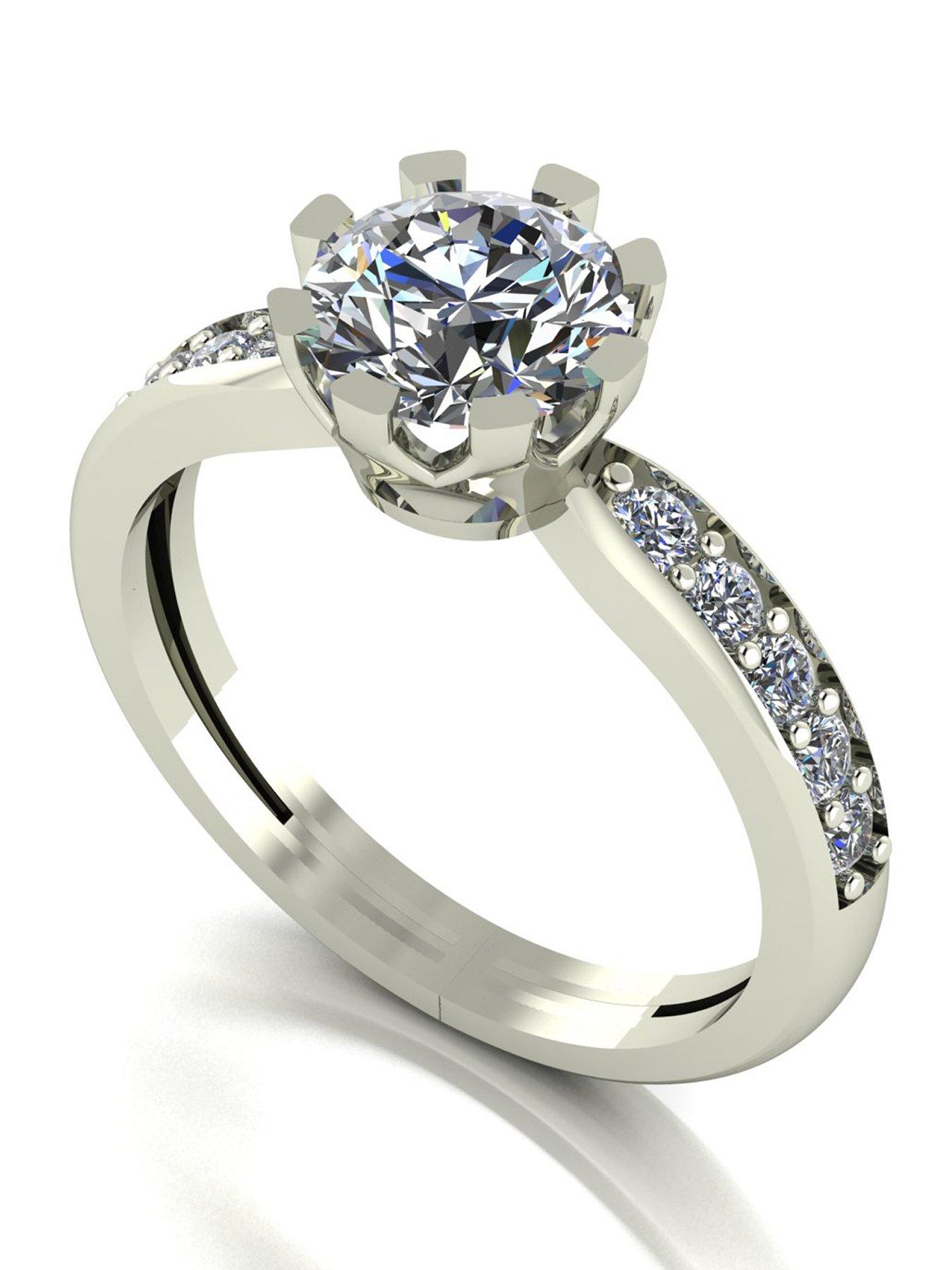 Moissanite 9ct White Gold 1.50ct total Moissanite Solitaire Ring