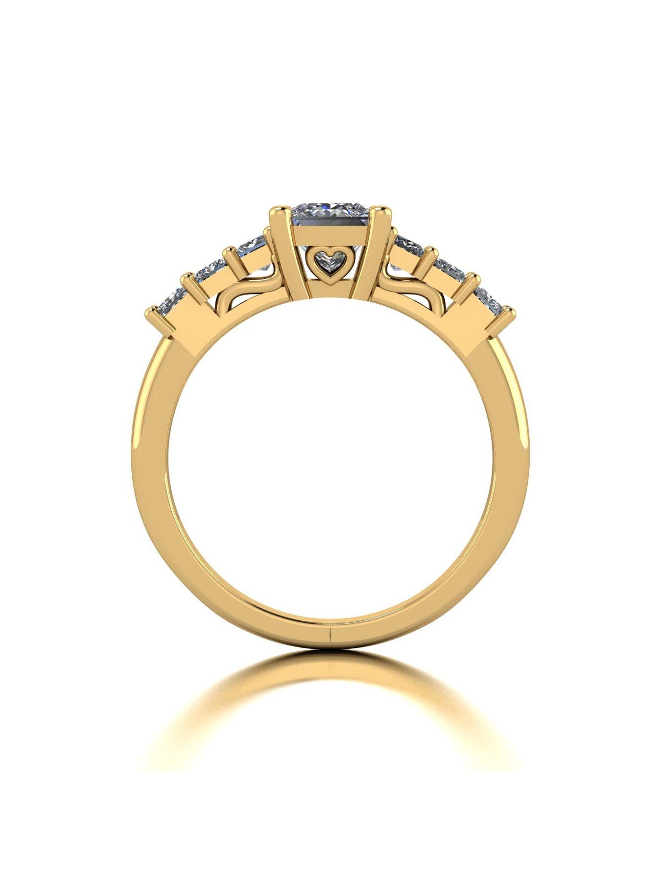 Image 2 of 5 of Moissanite 9ct Yellow Gold 1.75ct total Princess Cut Moissanite Solitaire Ring