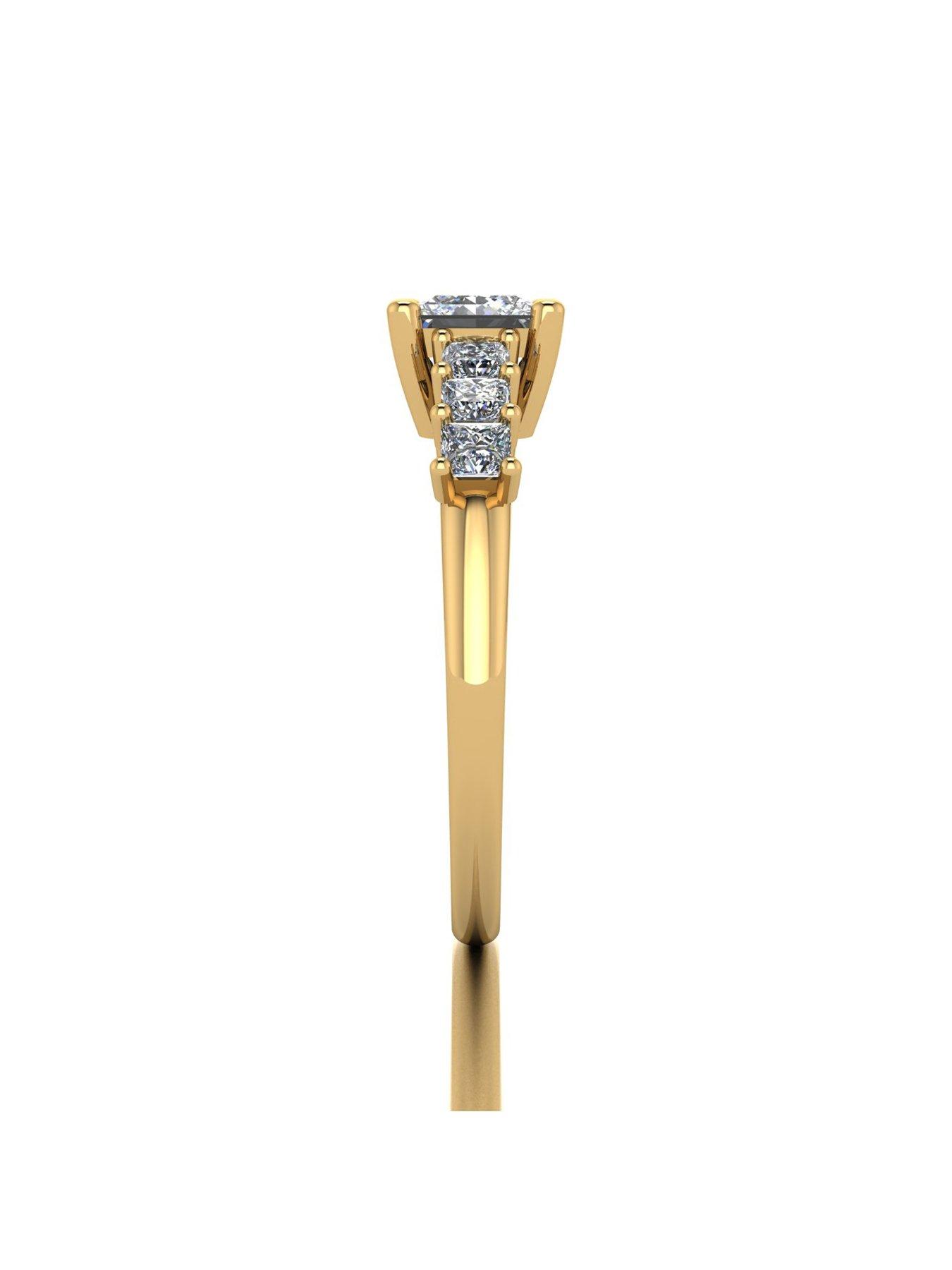 Image 3 of 5 of Moissanite 9ct Yellow Gold 1.75ct total Princess Cut Moissanite Solitaire Ring
