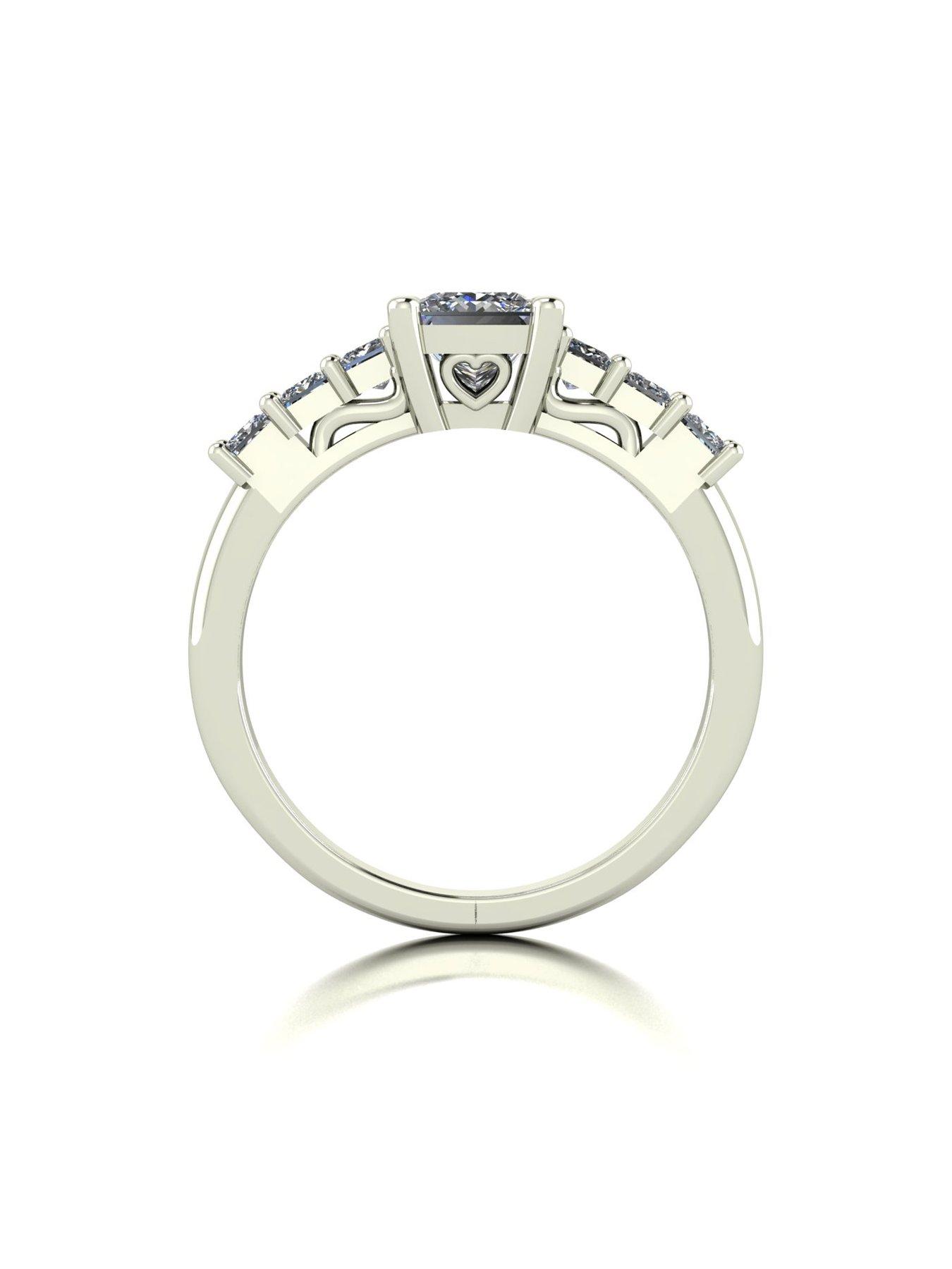 Image 2 of 5 of Moissanite 9ct White Gold Princess Cut Moissanite Solitaire Ring