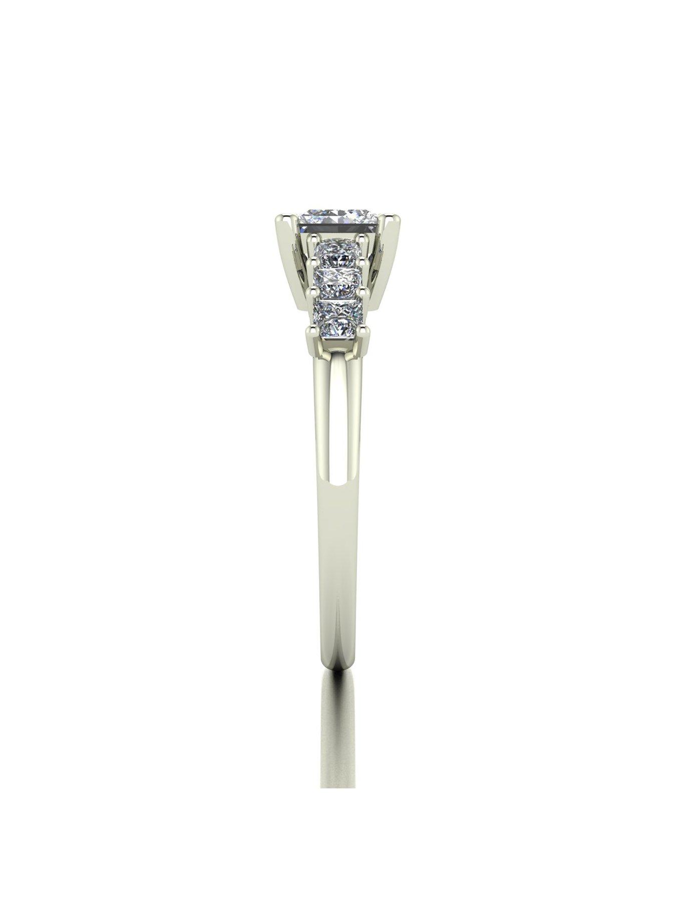 Image 3 of 5 of Moissanite 9ct White Gold Princess Cut Moissanite Solitaire Ring