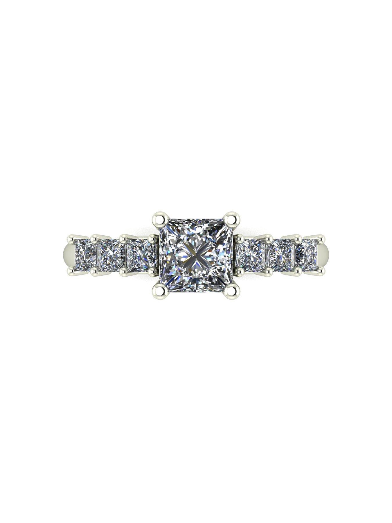 Image 4 of 5 of Moissanite 9ct White Gold Princess Cut Moissanite Solitaire Ring