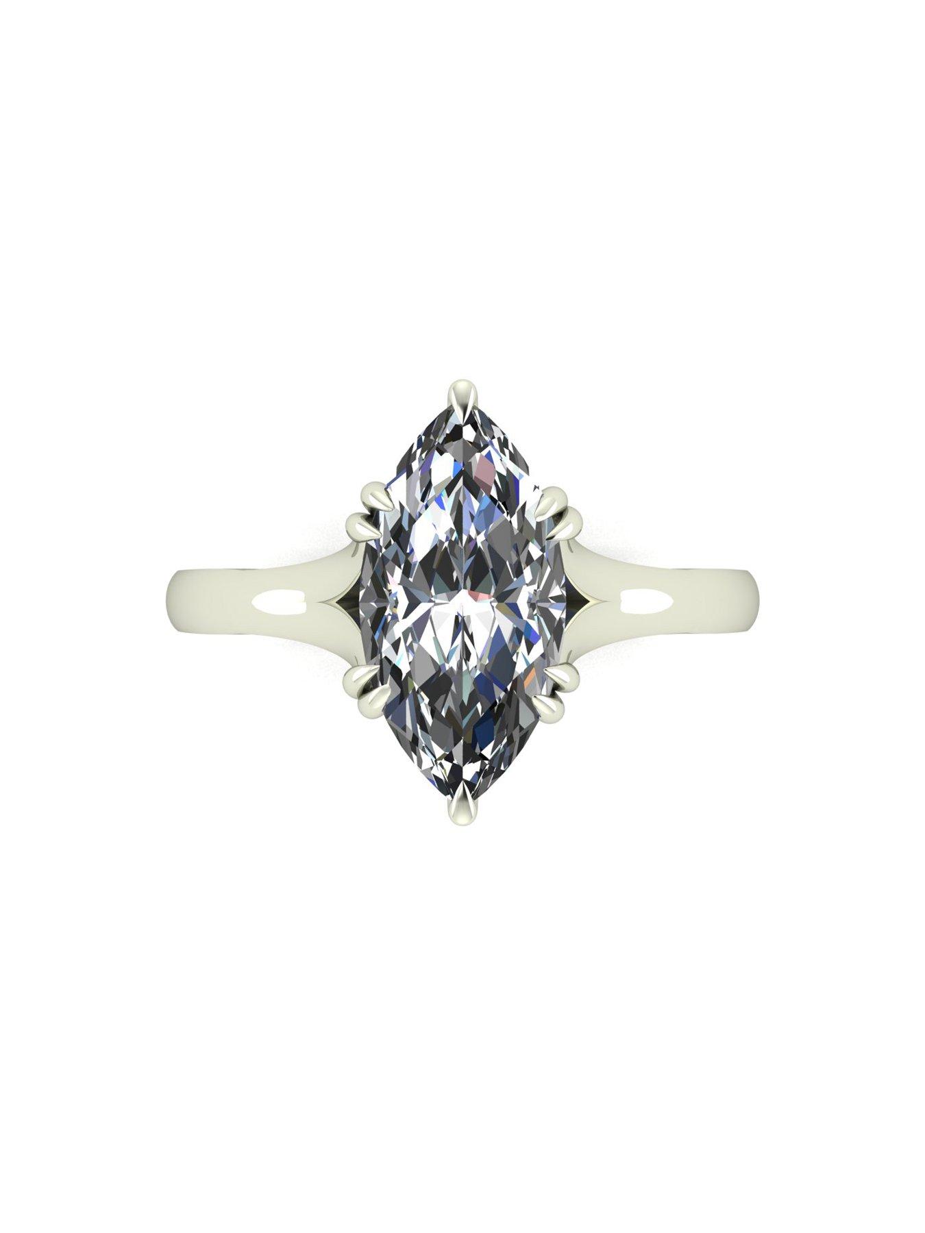 Image 4 of 5 of Moissanite 9ct White Gold 2.00ct Eq Marquise Moissanite Ring