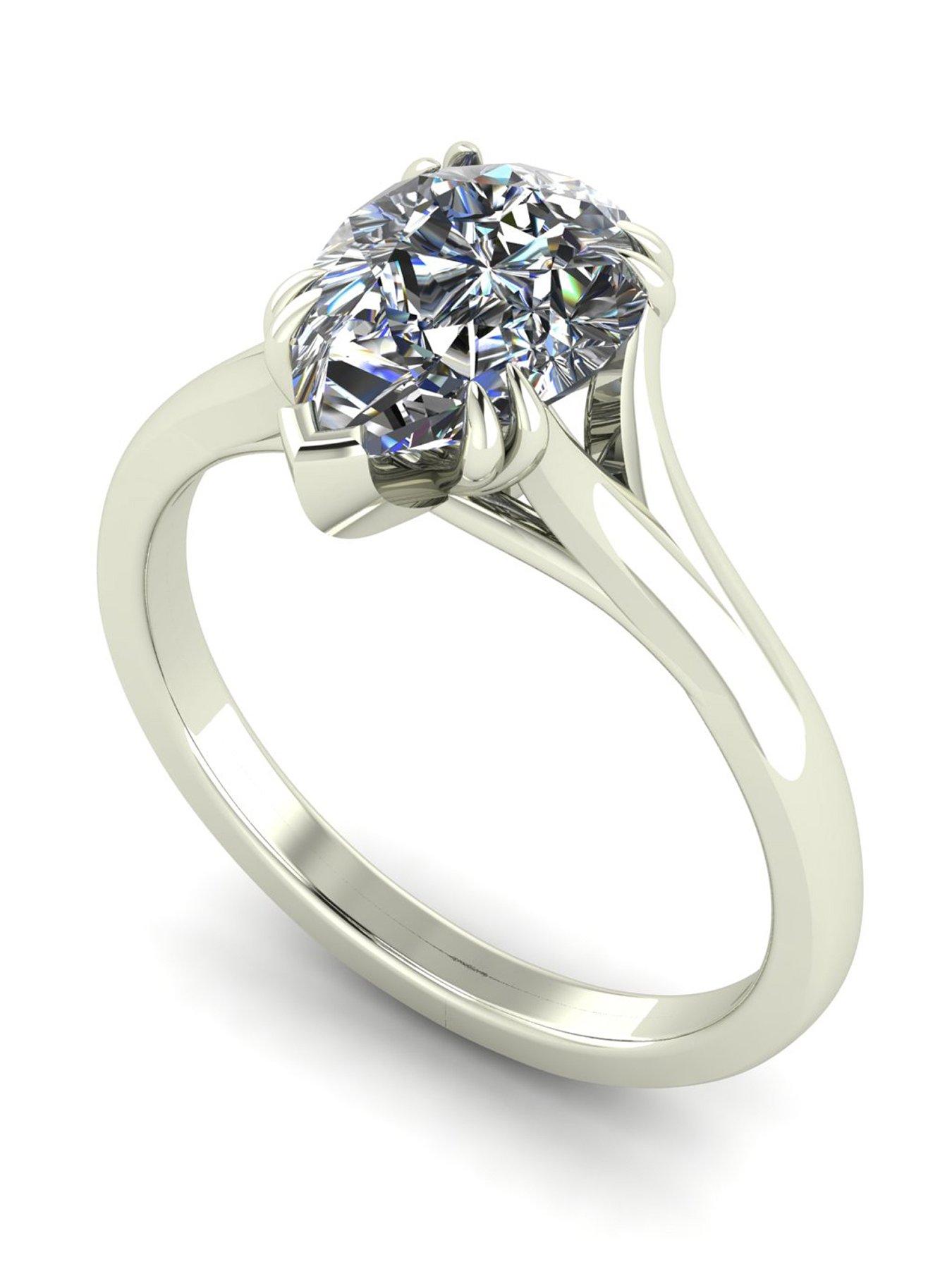 Image 1 of 5 of Moissanite 9ct White Gold  Pear Moissanite Ring